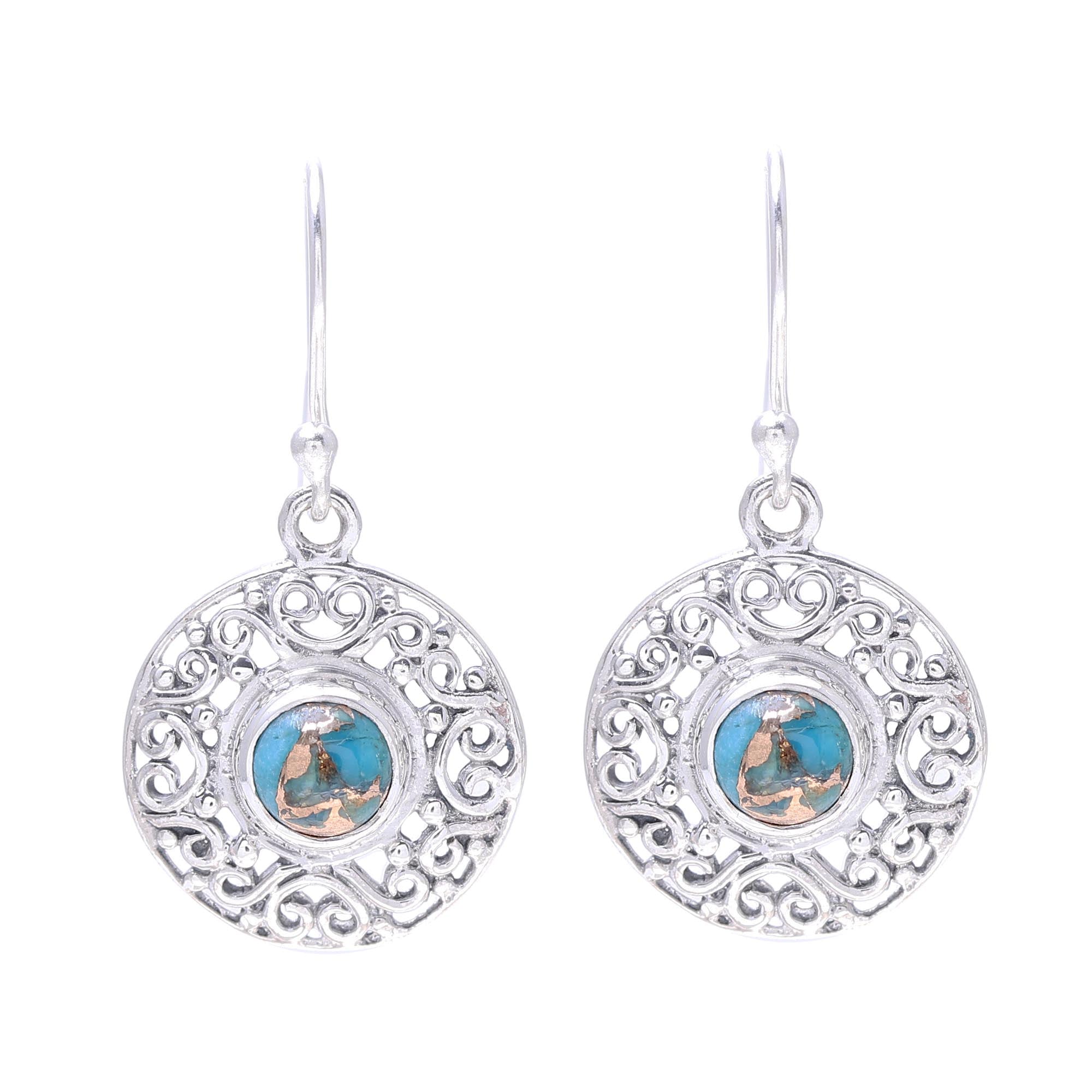 Premium Turquoise Silver Dangle Earrings - Ocean-Inspired Elegance