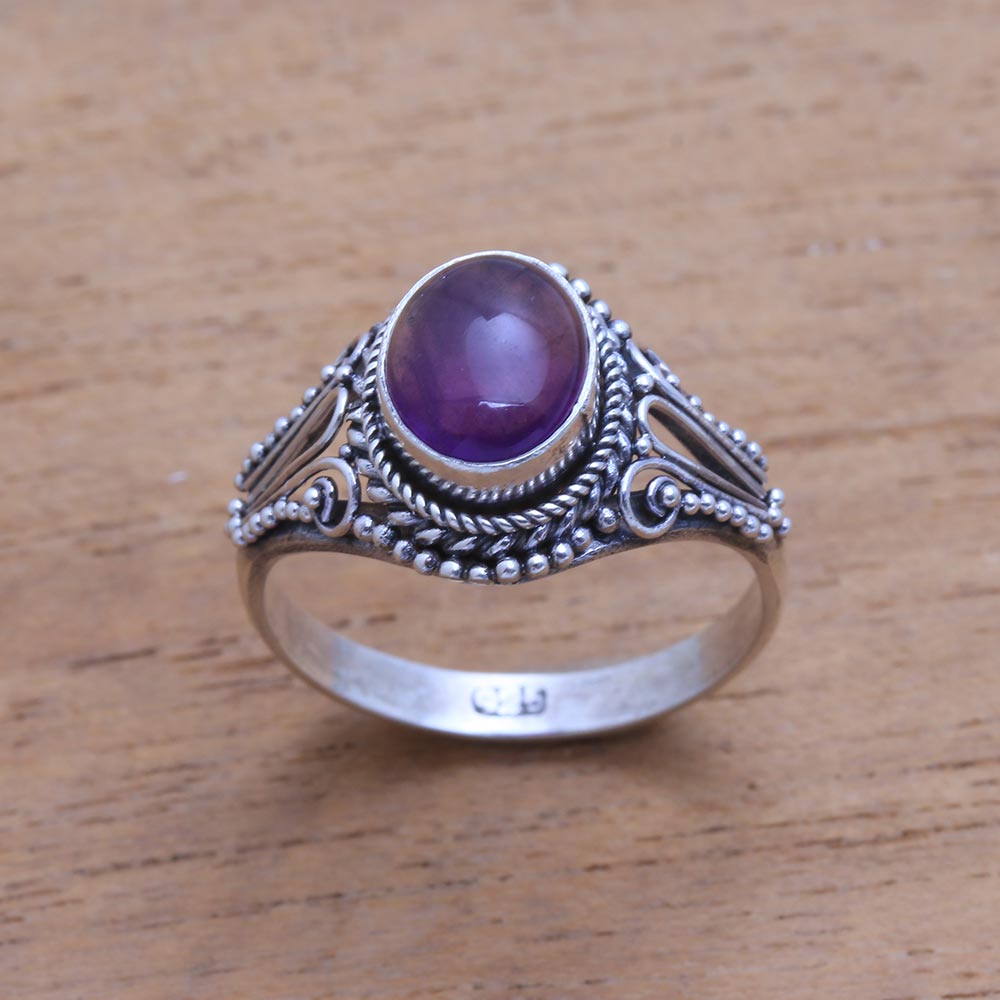 Premium Princess Gem Handmade Amethyst Ring - Bali Artisan Jewelry