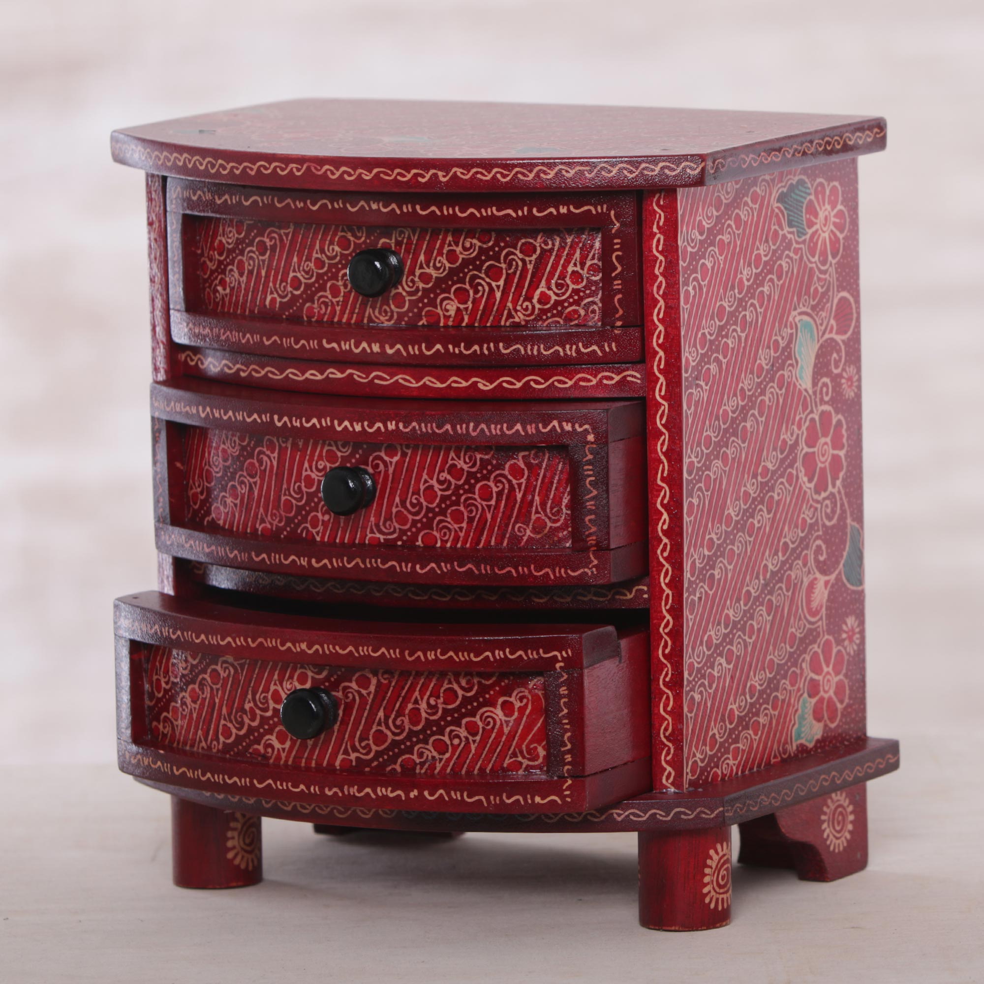 Premium Handcrafted Red Parang Motif Batik Jewelry Box - Ultimate Storage Solution