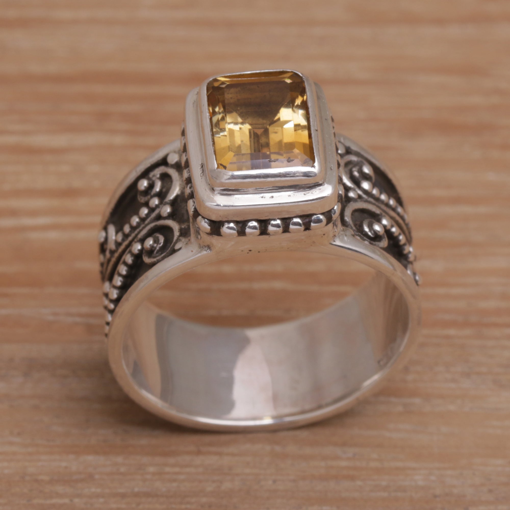 Premium Handmade 925 Sterling Silver Yellow Citrine Cocktail Ring - Artisan Crafted