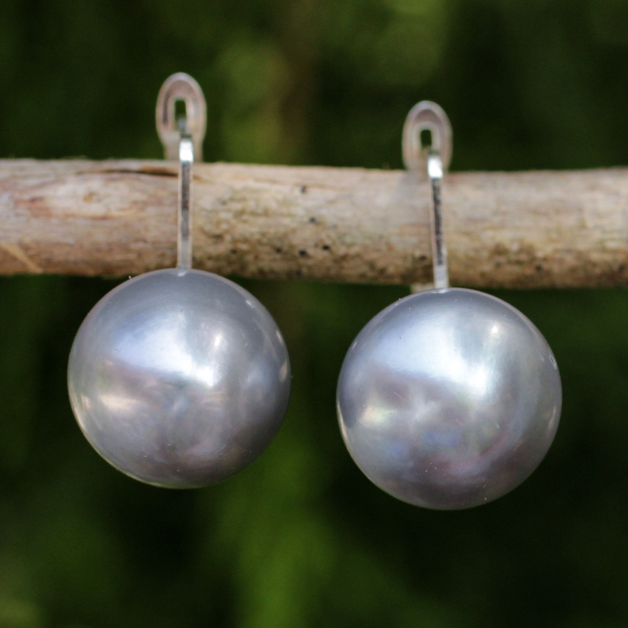 Premium Handcrafted Gray Pearl Drop Earrings - Thai Artisan Elegance