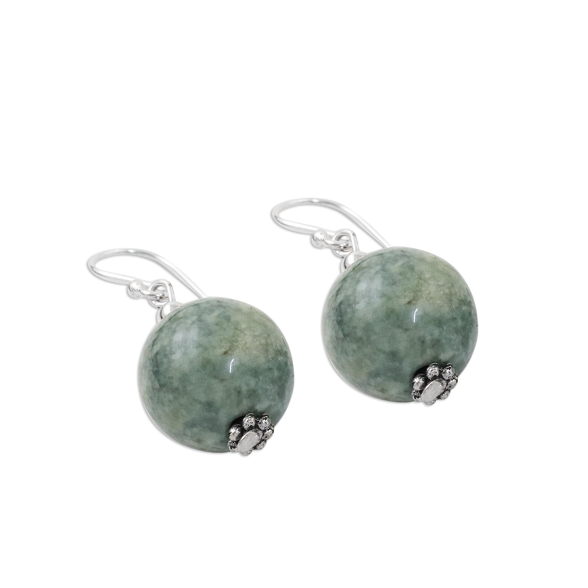 Premium Jade & Sterling Silver Dangle Earrings - Timeless Elegance from Thailand