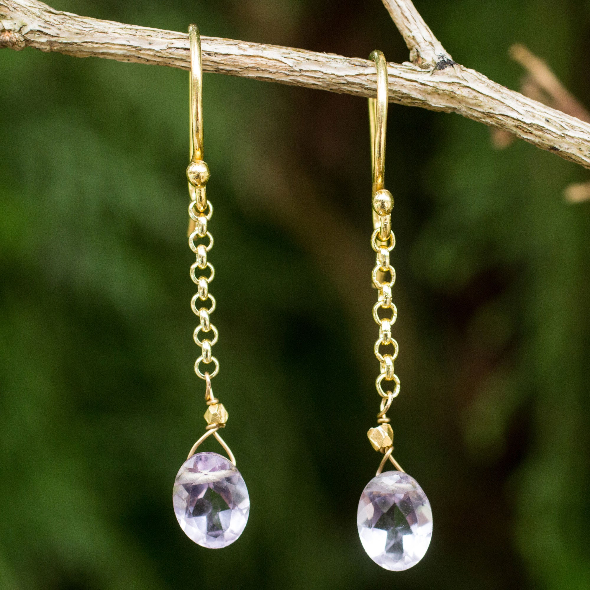 Premium 24K Gold Vermeil Amethyst Earrings – Handcrafted in Thailand