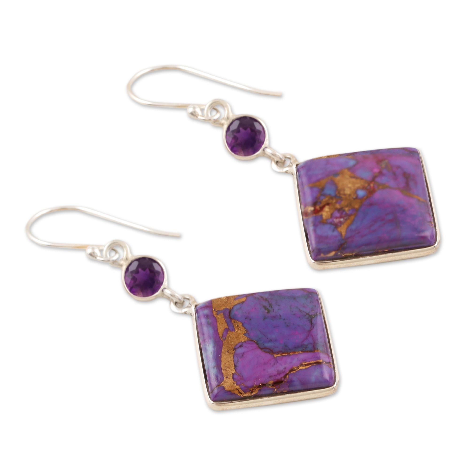 Premium Amethyst and Sterling Silver Dangle Earrings - Regal Purple Elegance