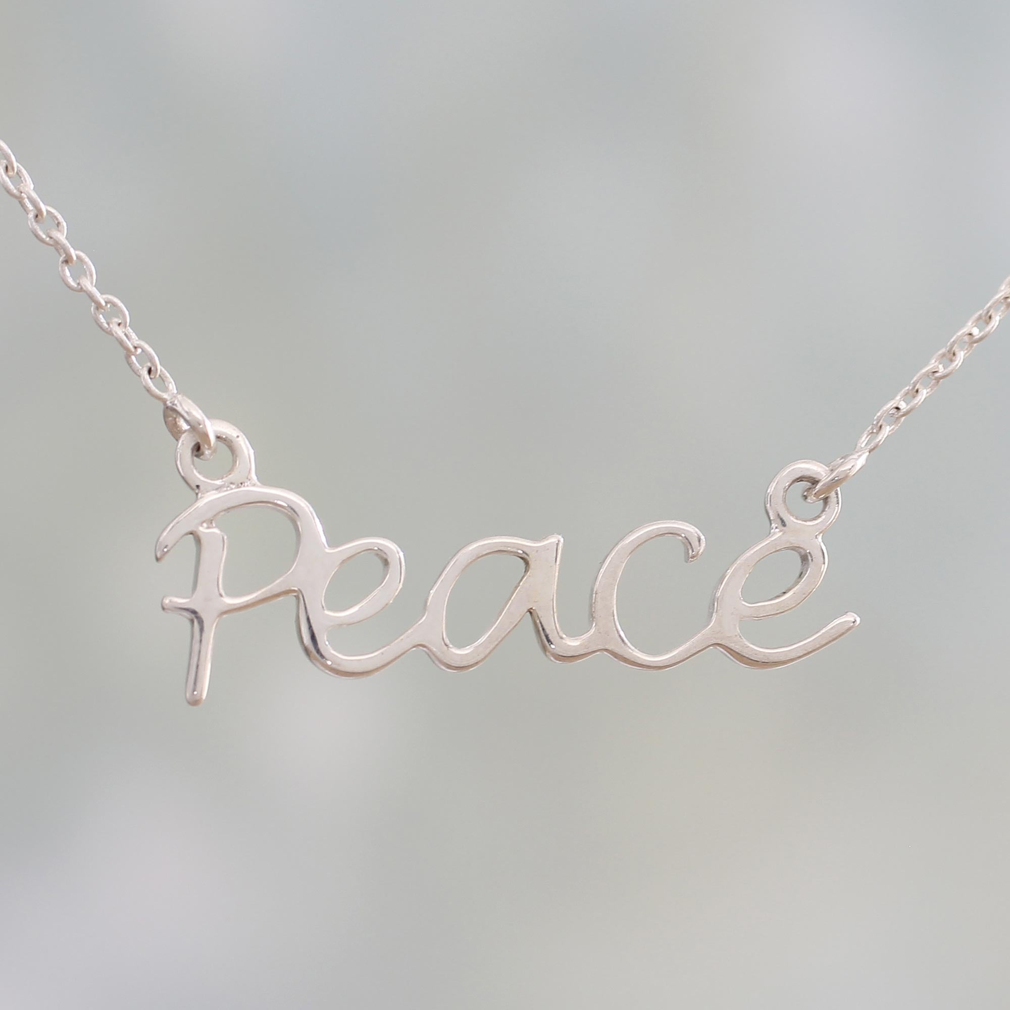 Premium Peace Mantra Silver Pendant Necklace - Handcrafted Harmony