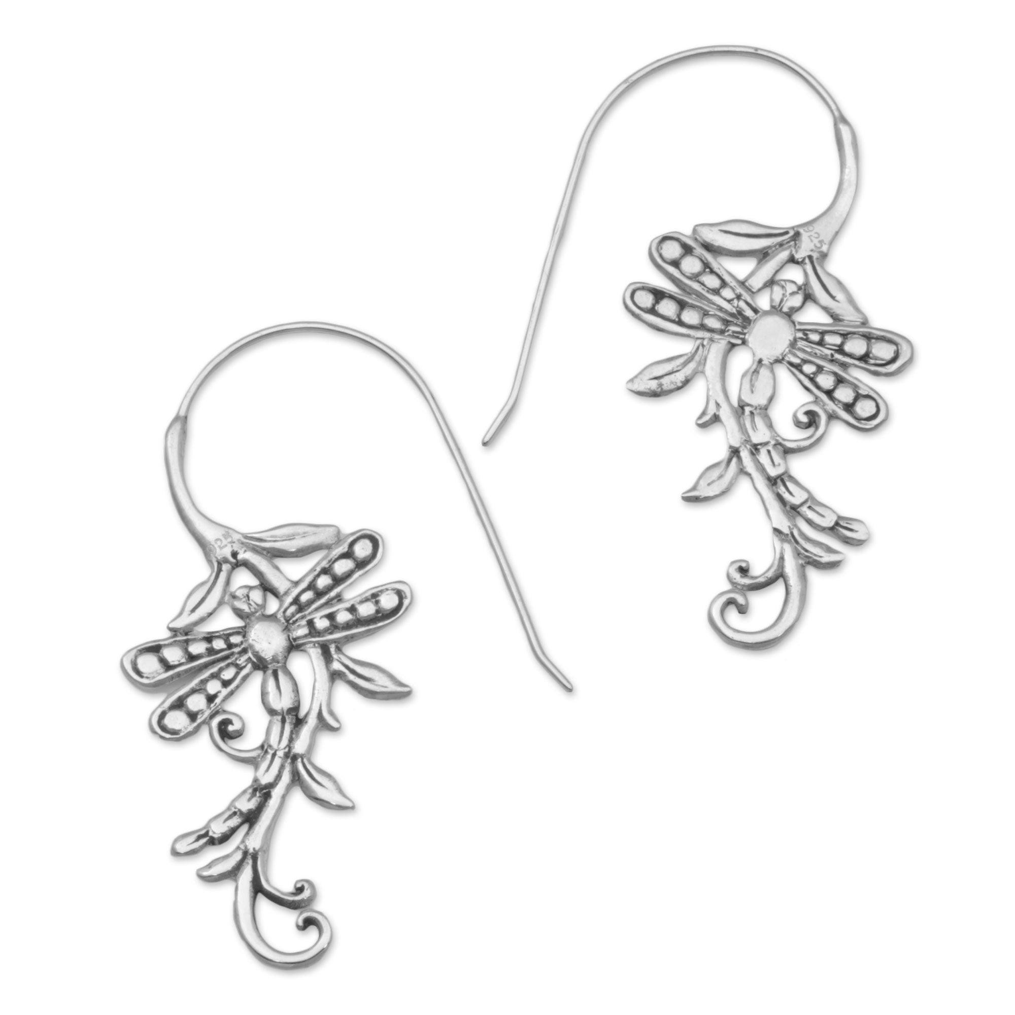 Premium Dragonfly Allure Sterling Silver Drop Earrings