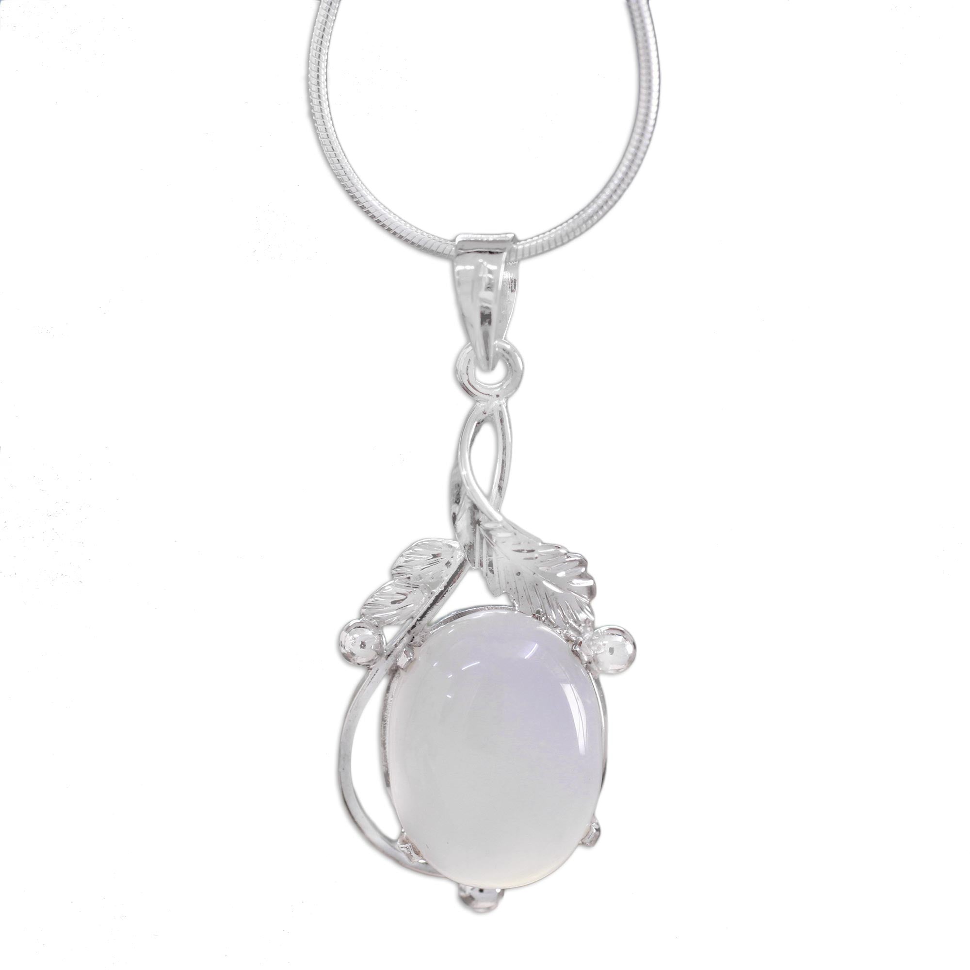 Premium Moon Goddess Charm Chalcedony Necklace – Sterling Silver Artisan Jewelry