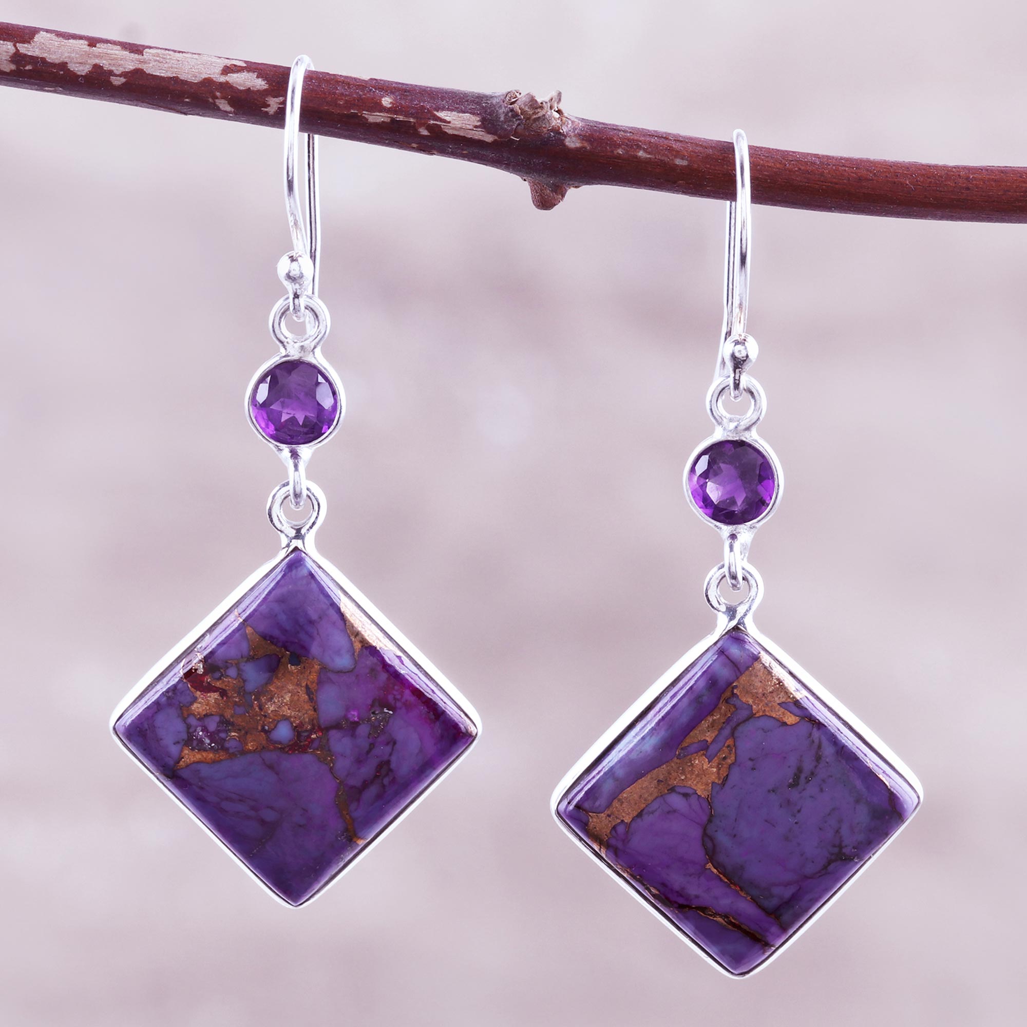 Premium Amethyst and Sterling Silver Dangle Earrings - Regal Purple Elegance