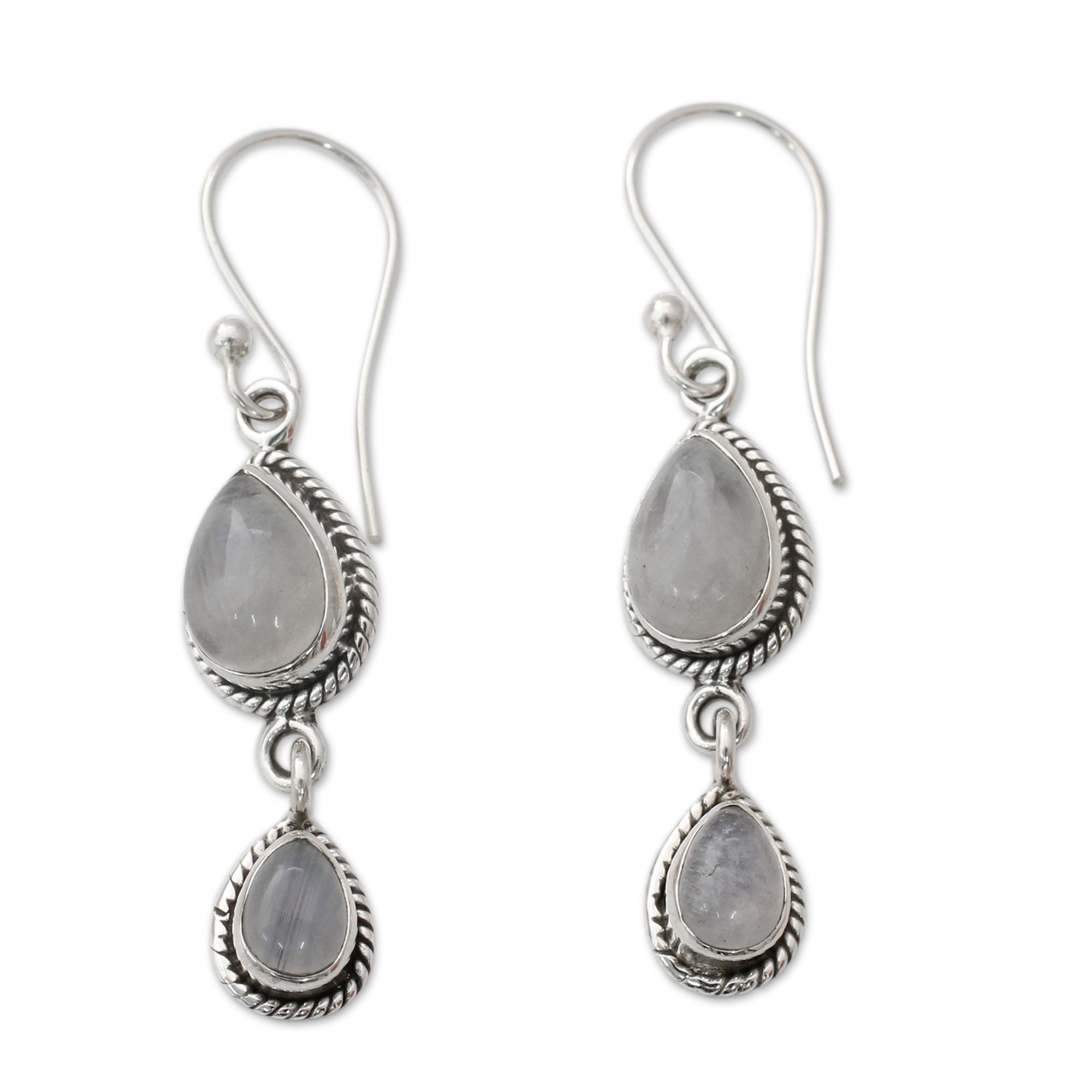 Premium Misty Teardrops Moonstone Dangle Earrings - Handcrafted Sterling Silver