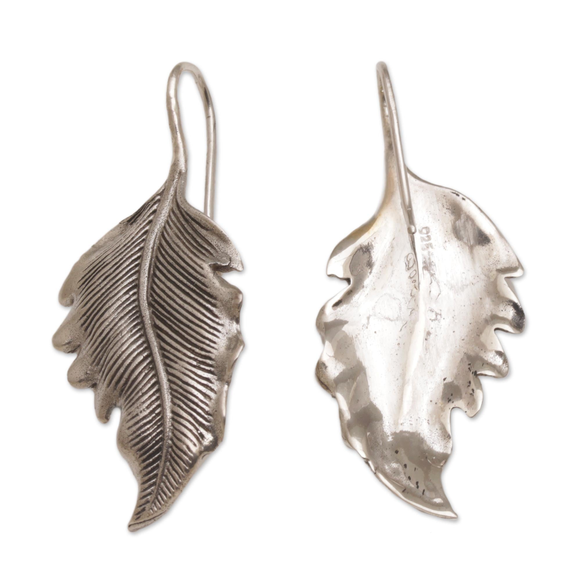 Premium Silver Leaf Drop Earrings - Handcrafted Elegance