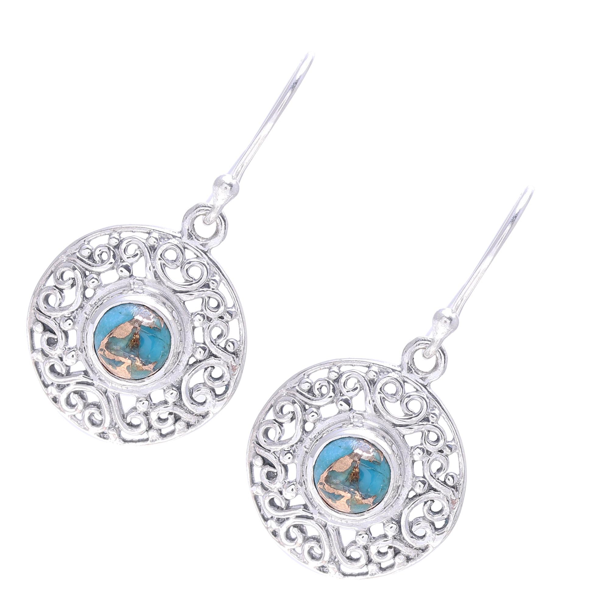 Premium Turquoise Silver Dangle Earrings - Ocean-Inspired Elegance