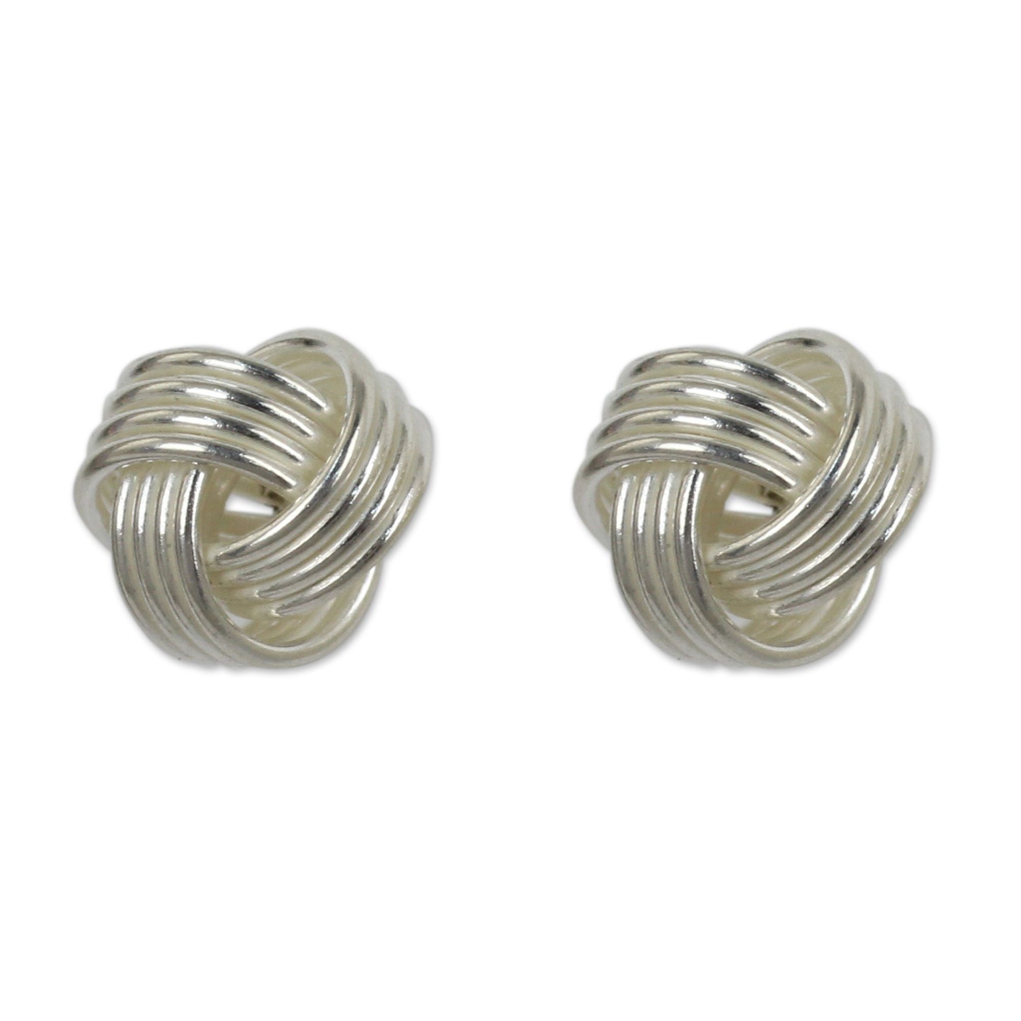 Premium Sterling Silver Button Knot Earrings