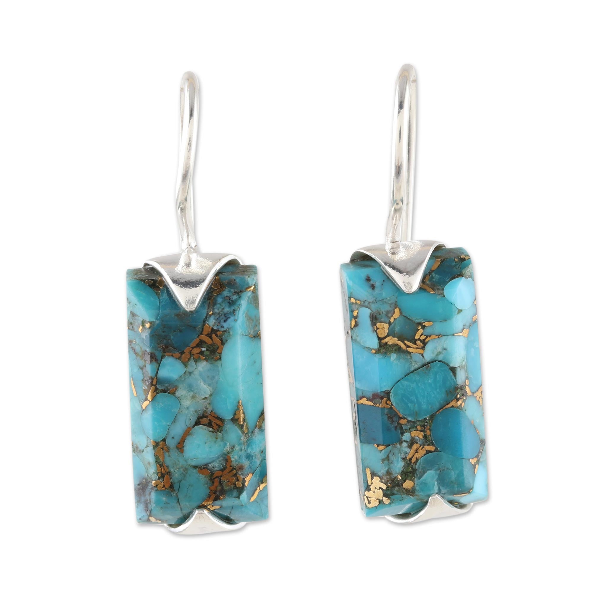 Premium Blue Composite Turquoise Drop Earrings - Handcrafted in India