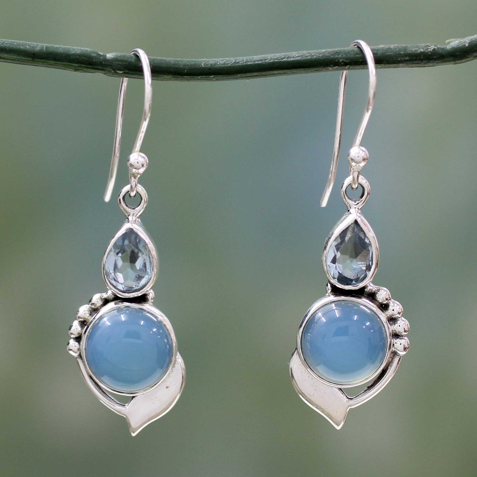 Premium Blue Topaz Silver Dangle Earrings - Modern Romance Collection