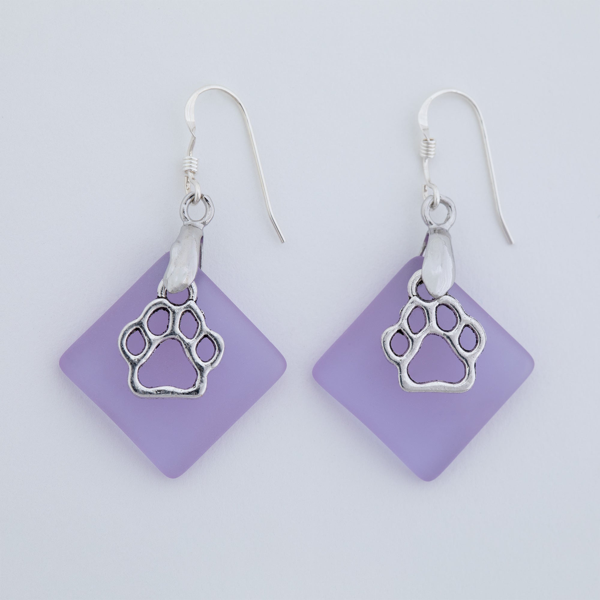 Premium Paw Print Sea Glass Earrings - Handcrafted in the U.S.A.