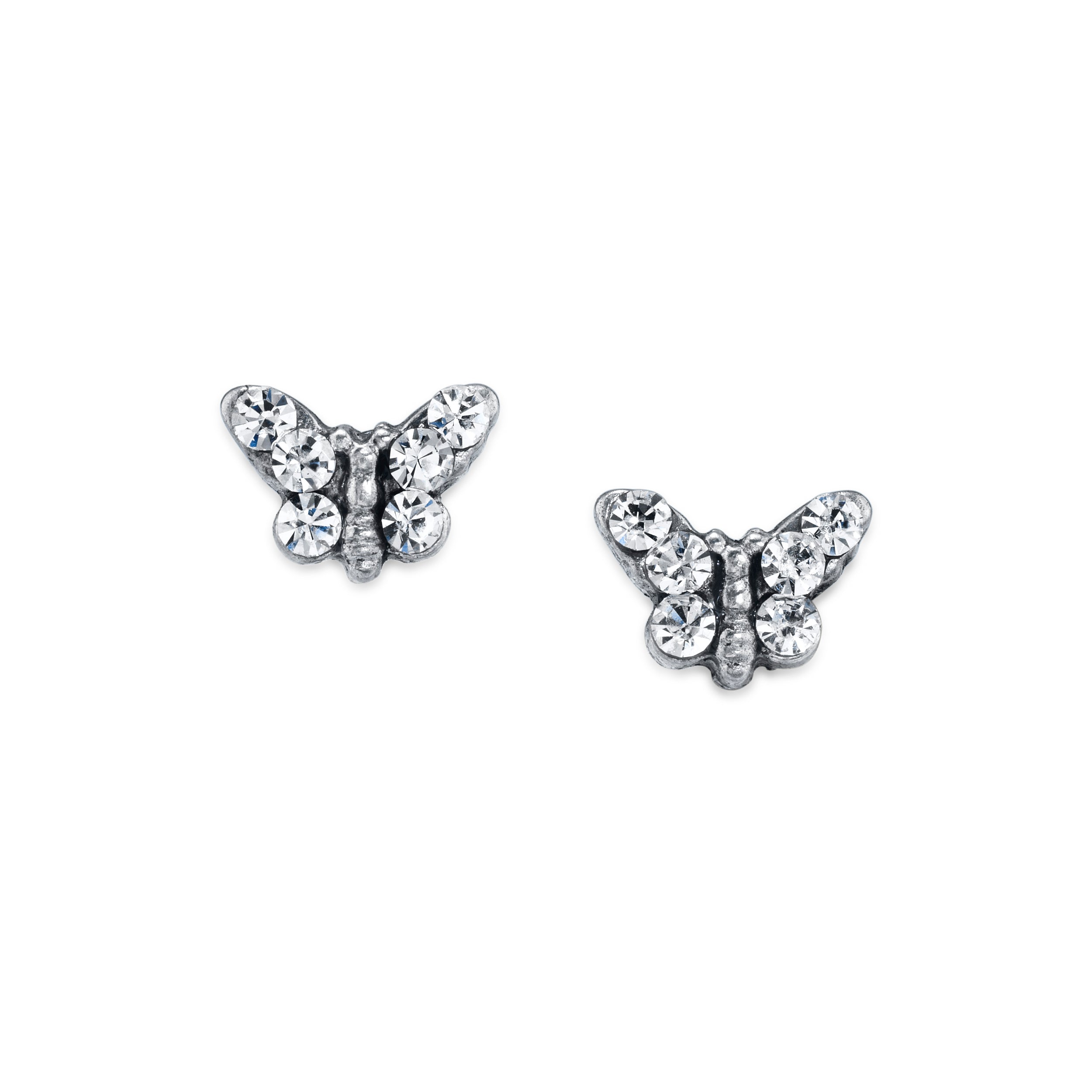 Premium 1928 Jewelry® Silver Tone Crystal Butterfly Stud Earrings