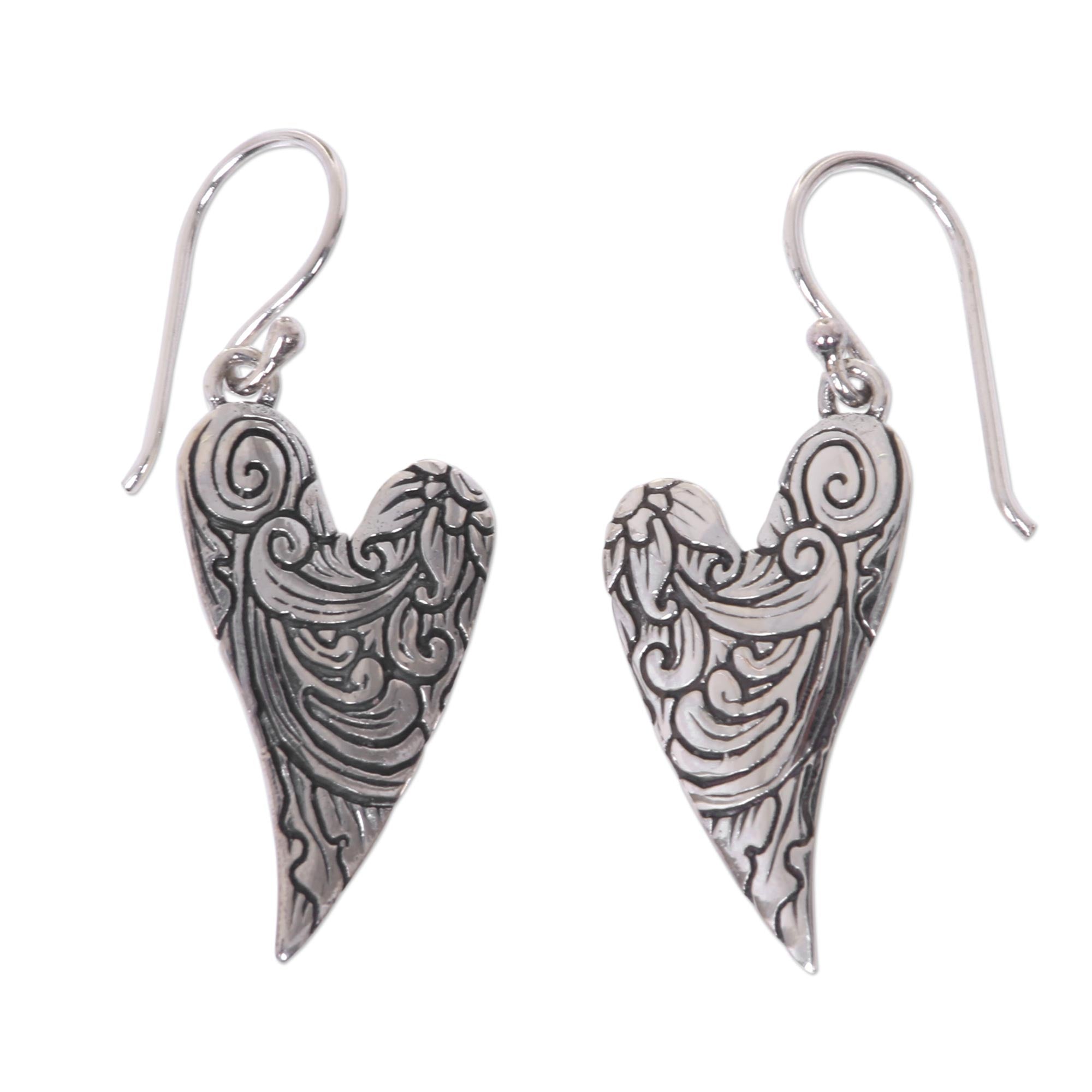 Premium Dove Wings Silver Dangle Earrings - Handcrafted Elegance