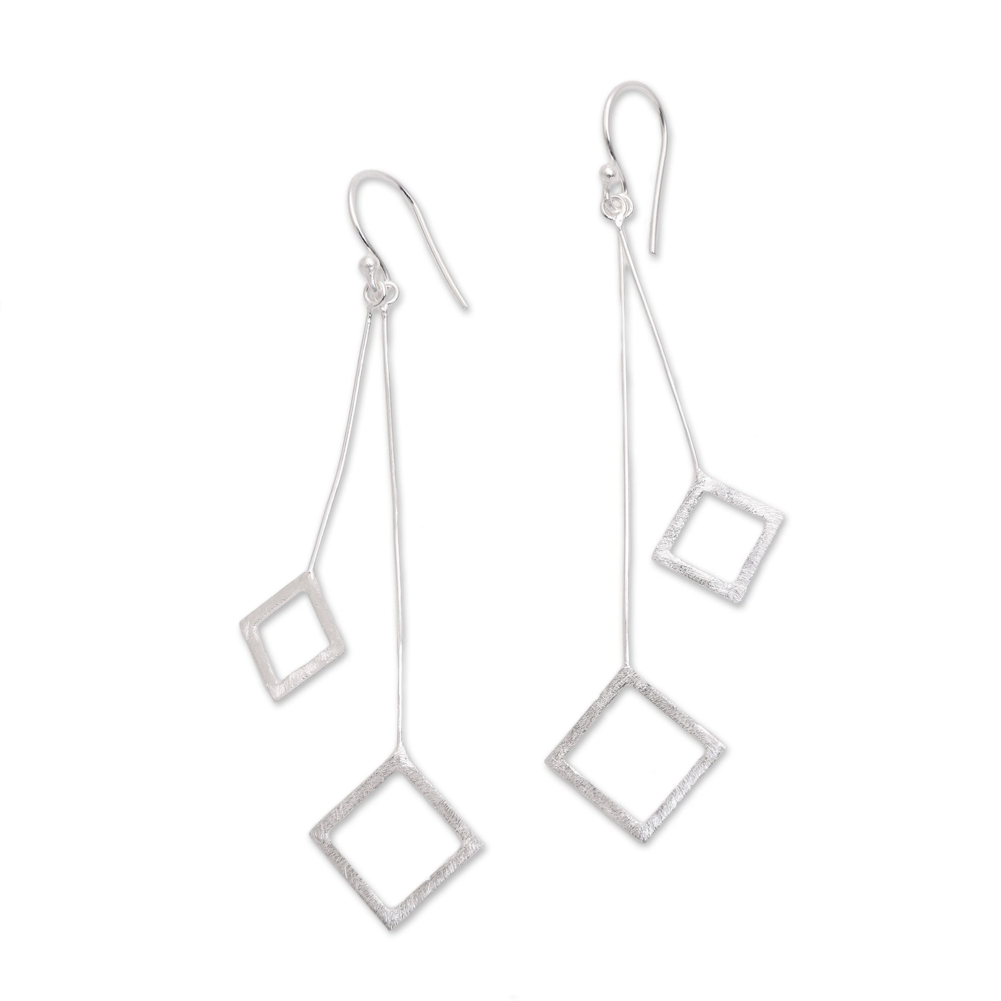 Premium Quantum Dangle Earrings - Geometric Sterling Silver Jewelry from Bali