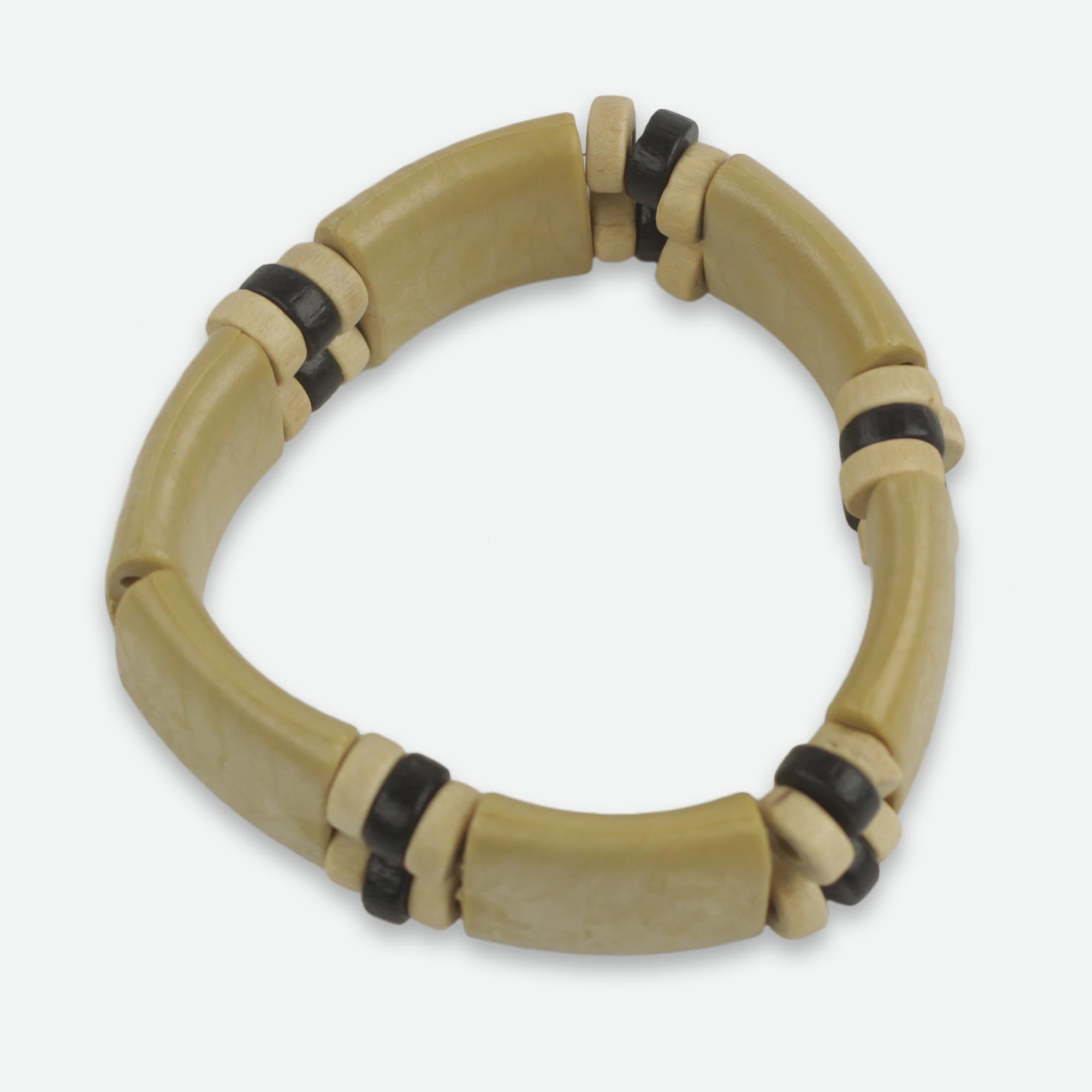 EcoChic Premium Wood & Recycled Bead Stretch Bracelet