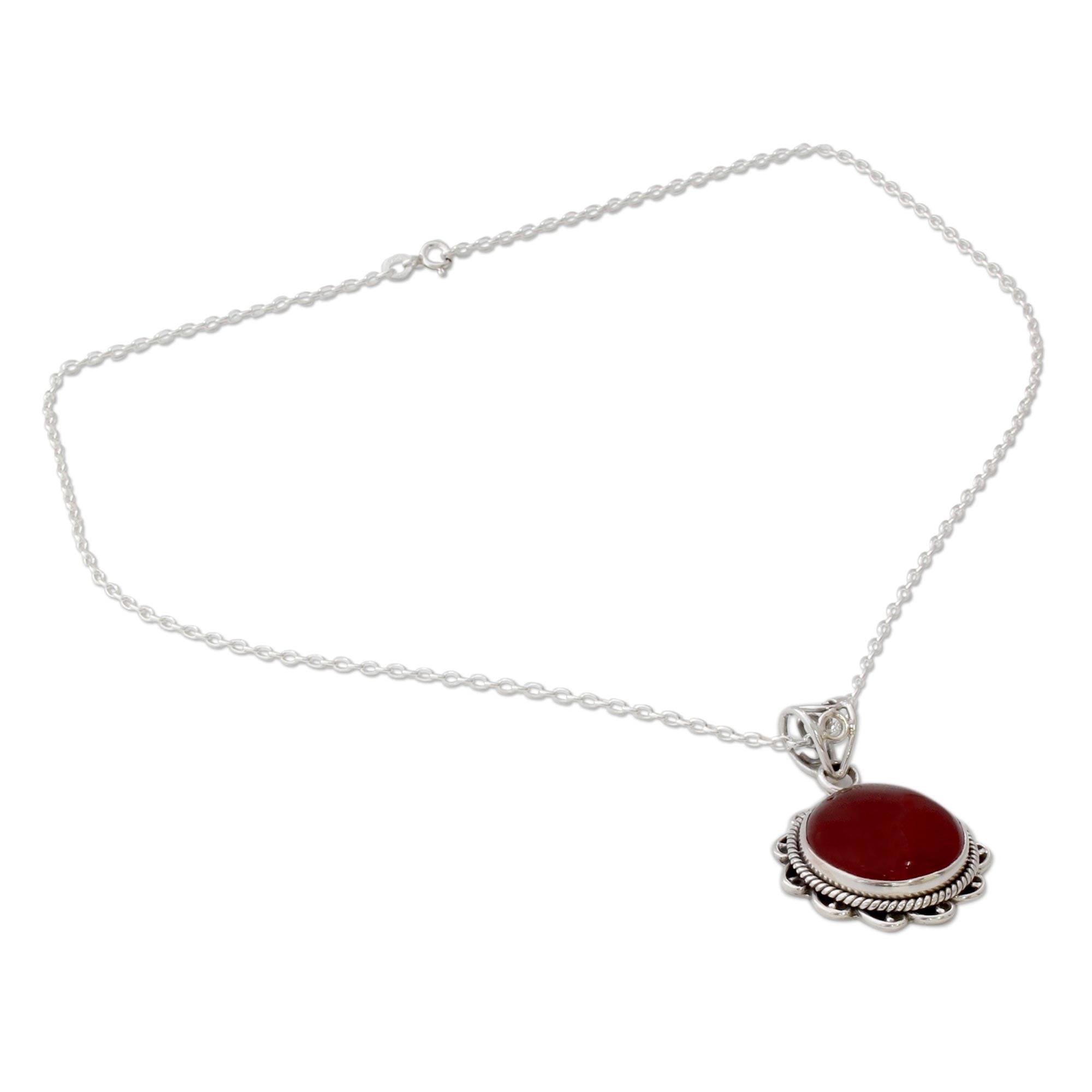 Premium Burst of Passion Necklace - Handcrafted Sterling Silver & Carnelian Jewelry