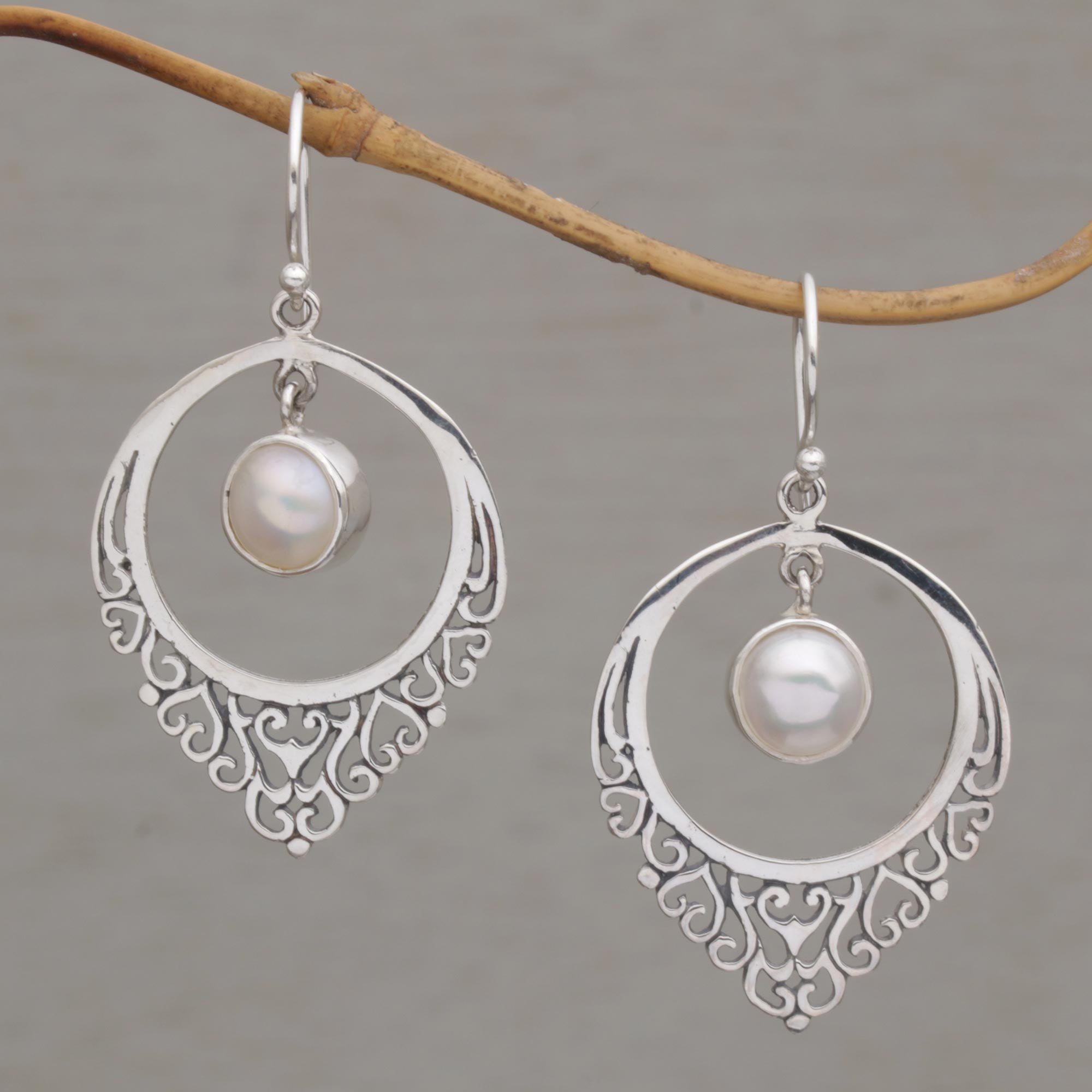 Premium Fair Daydream Handmade 925 Sterling Silver & Cultured Mabe Pearl Drop Earrings