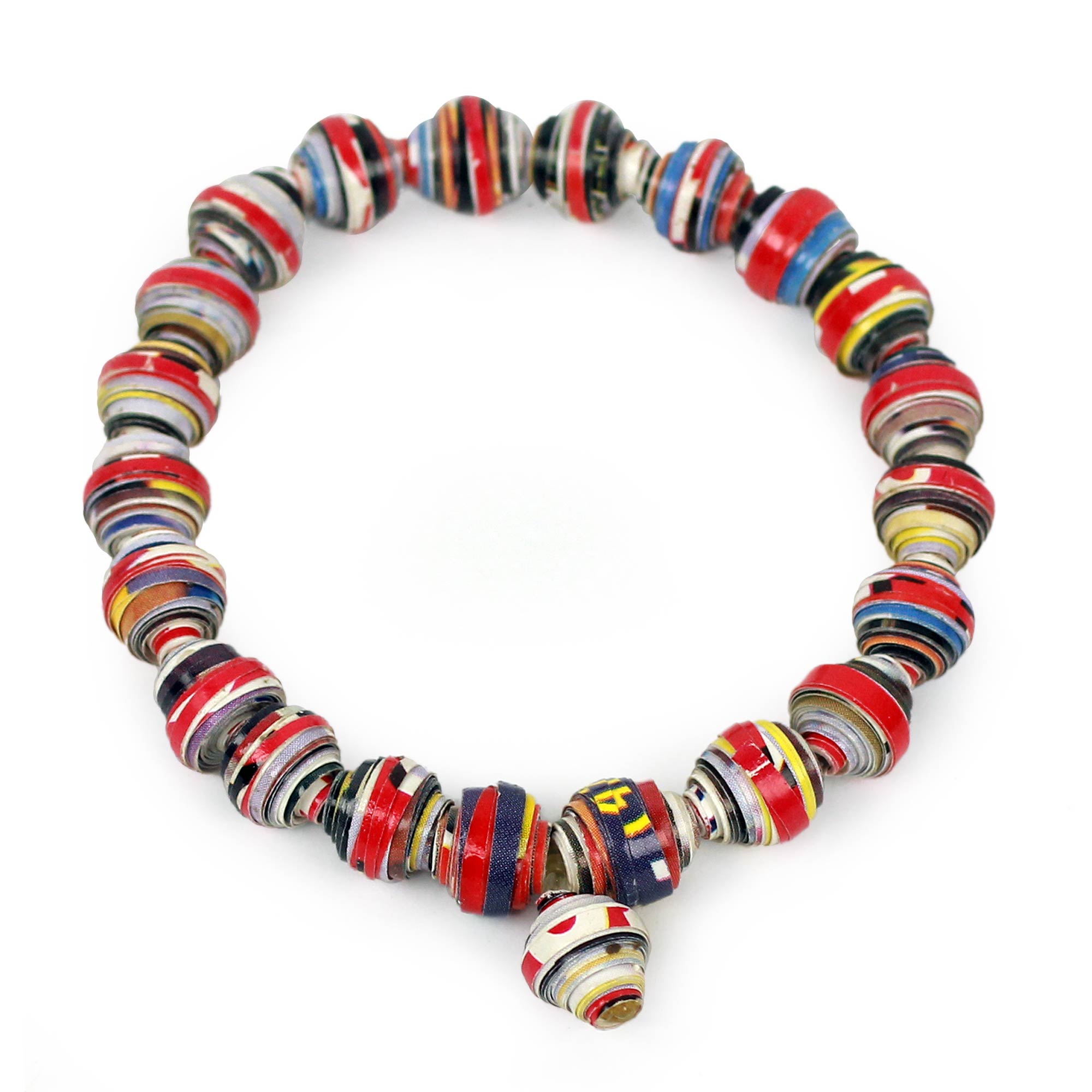 Eco-Chic Love Affair Bracelet - Handmade with Recycled Paper Beads