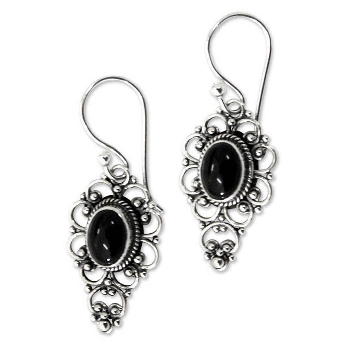 Premium Night Onyx Dangle Earrings - Handcrafted Elegance