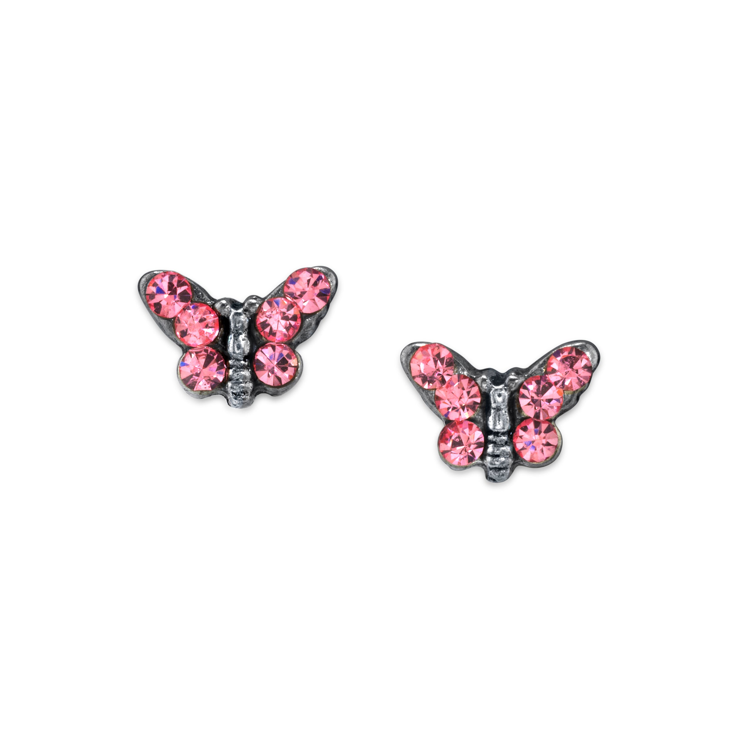 Premium 1928 Jewelry® Silver Tone Crystal Butterfly Stud Earrings