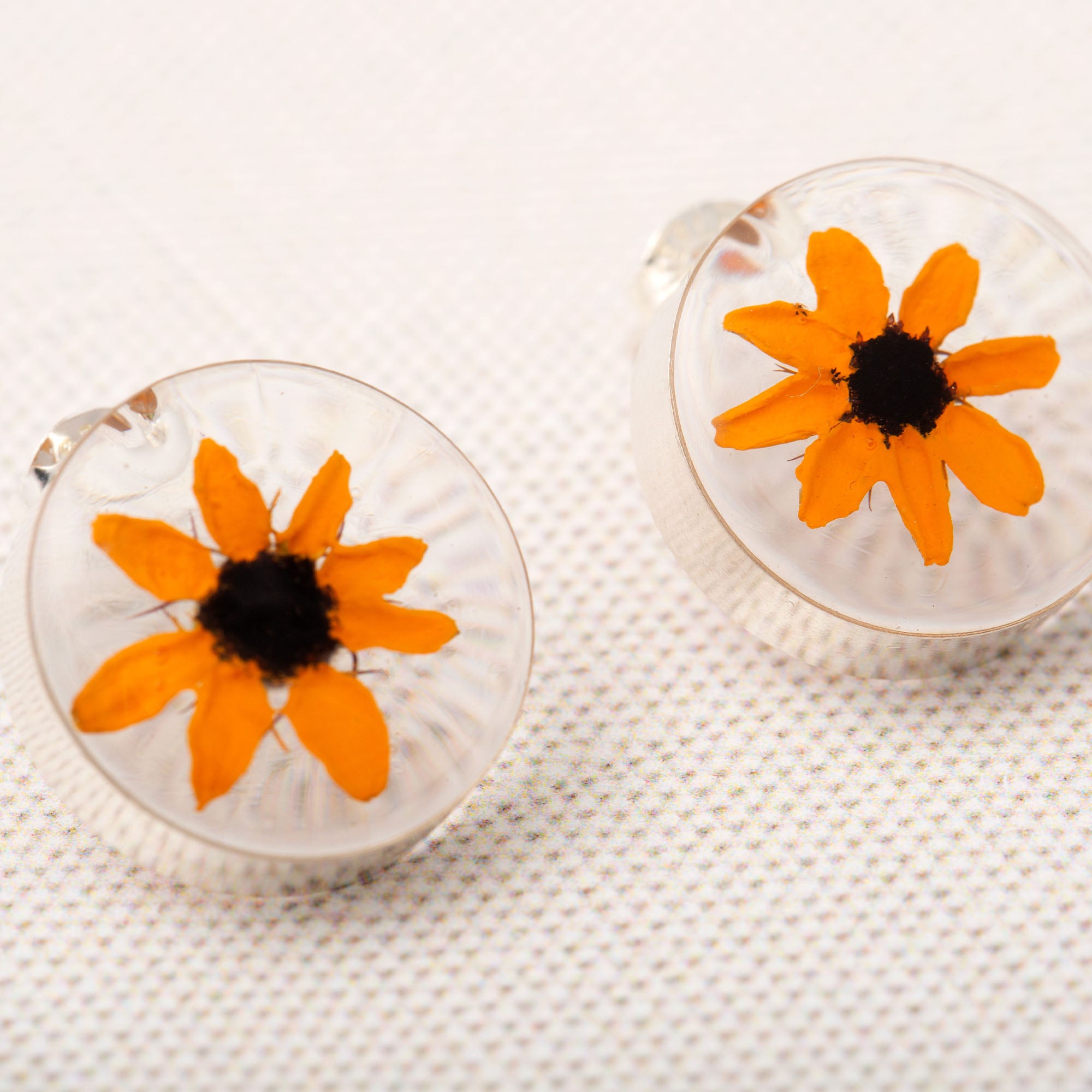 Premium Real Sunflower Sterling Silver Stud Earrings