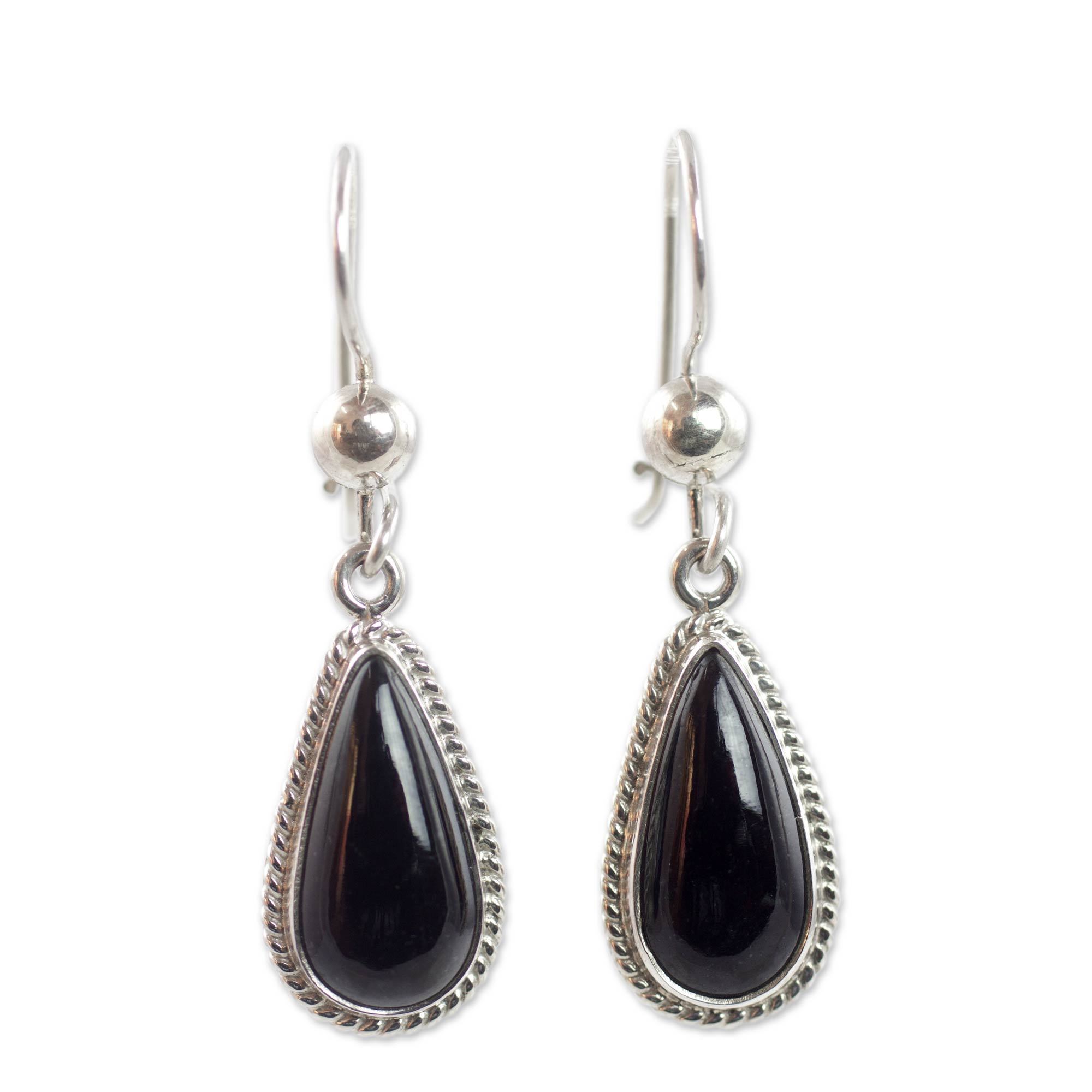 Premium Jade Teardrop Sterling Silver Drop Earrings - Handcrafted Elegance