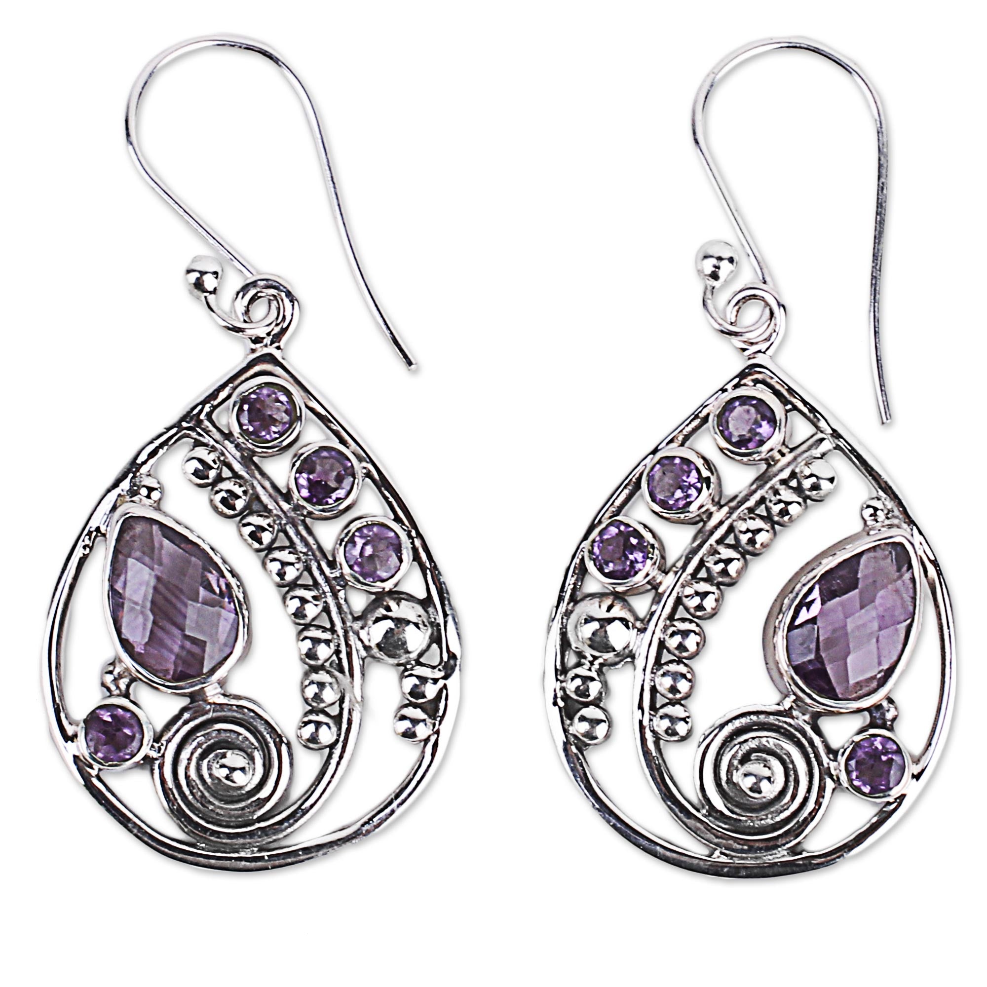 Premium Lilac Radiance Amethyst Earrings - Handcrafted Silver Elegance