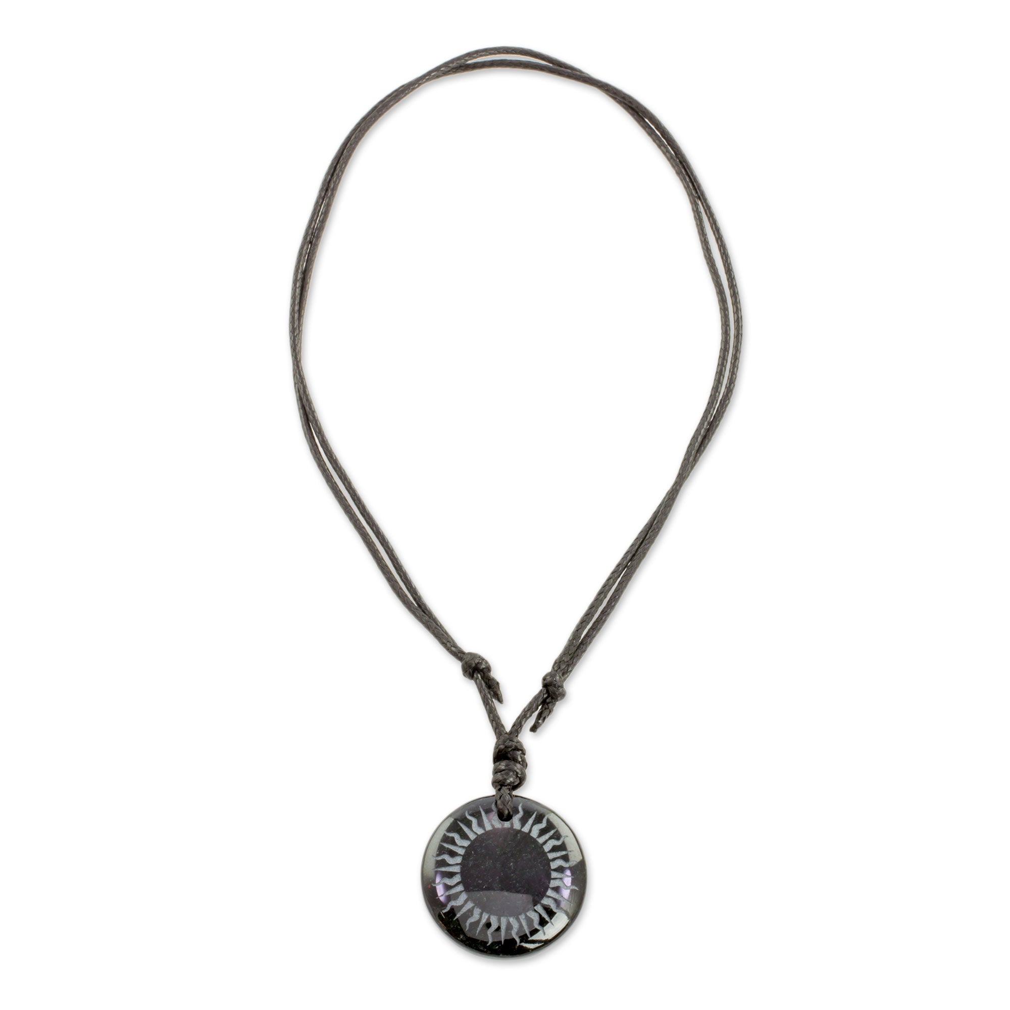 Premium Mayan Sunlight Black Jade Pendant Necklace - Handcrafted in Guatemala