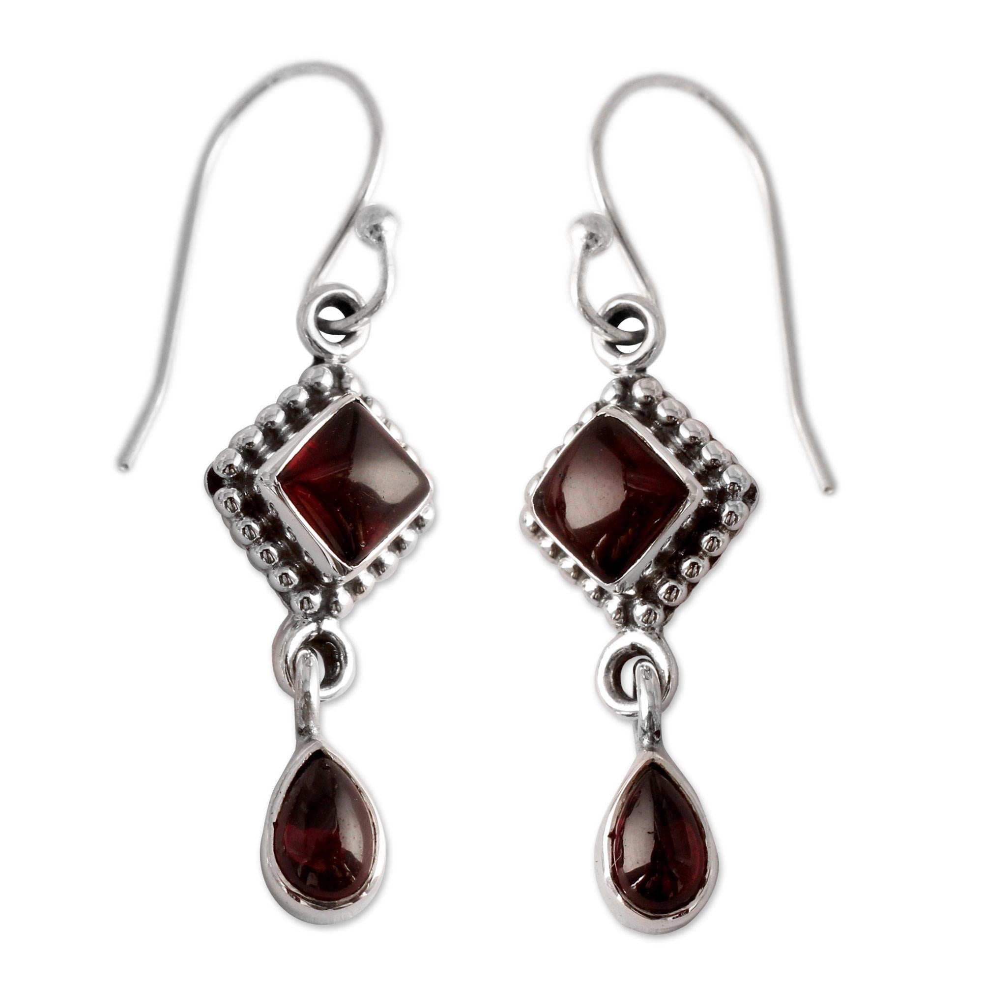 Premium Fire of Love Garnet Earrings - Handcrafted Sterling Silver