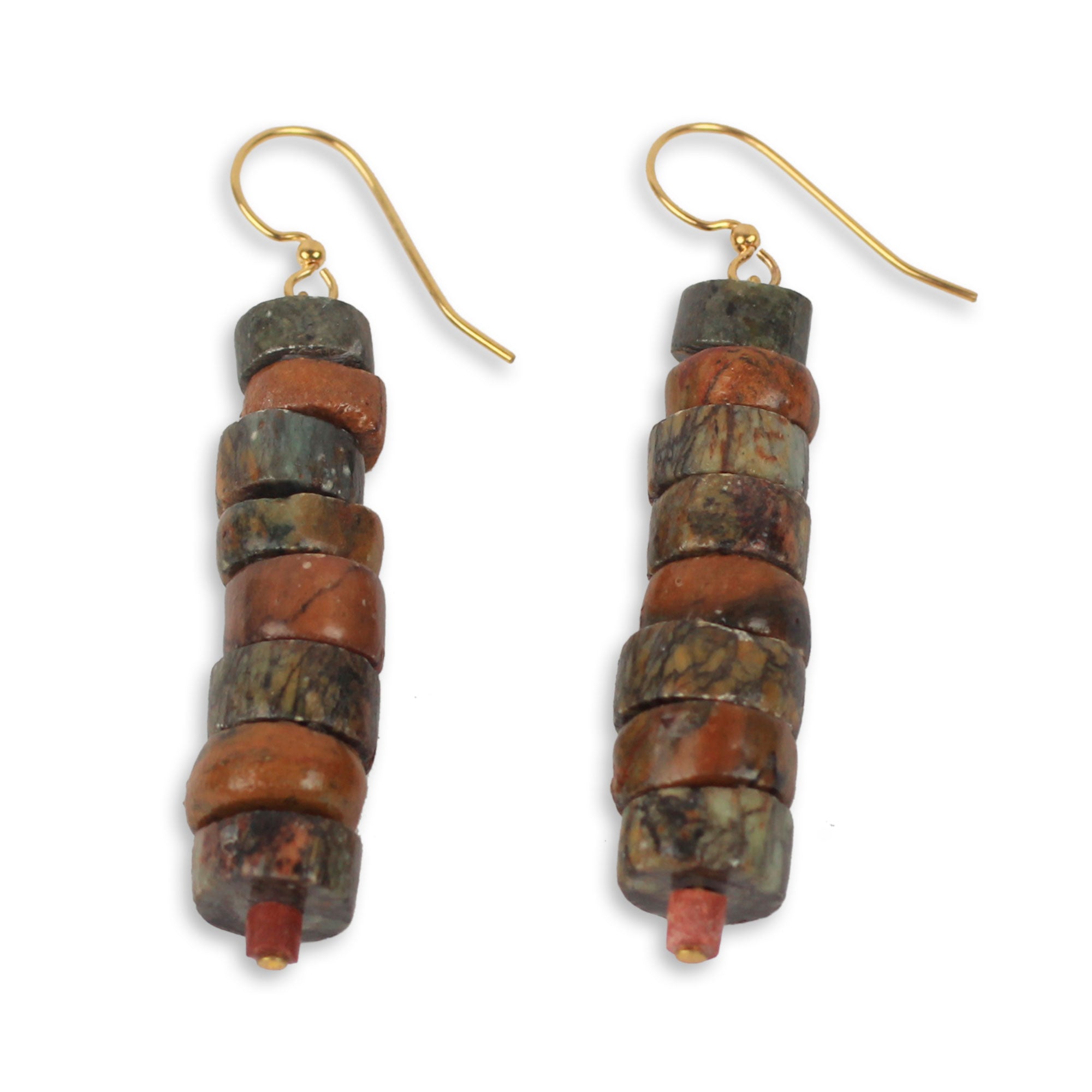 Premium Aseda Ye Handcrafted Soapstone Beaded Hook Earrings - Natural Elegance