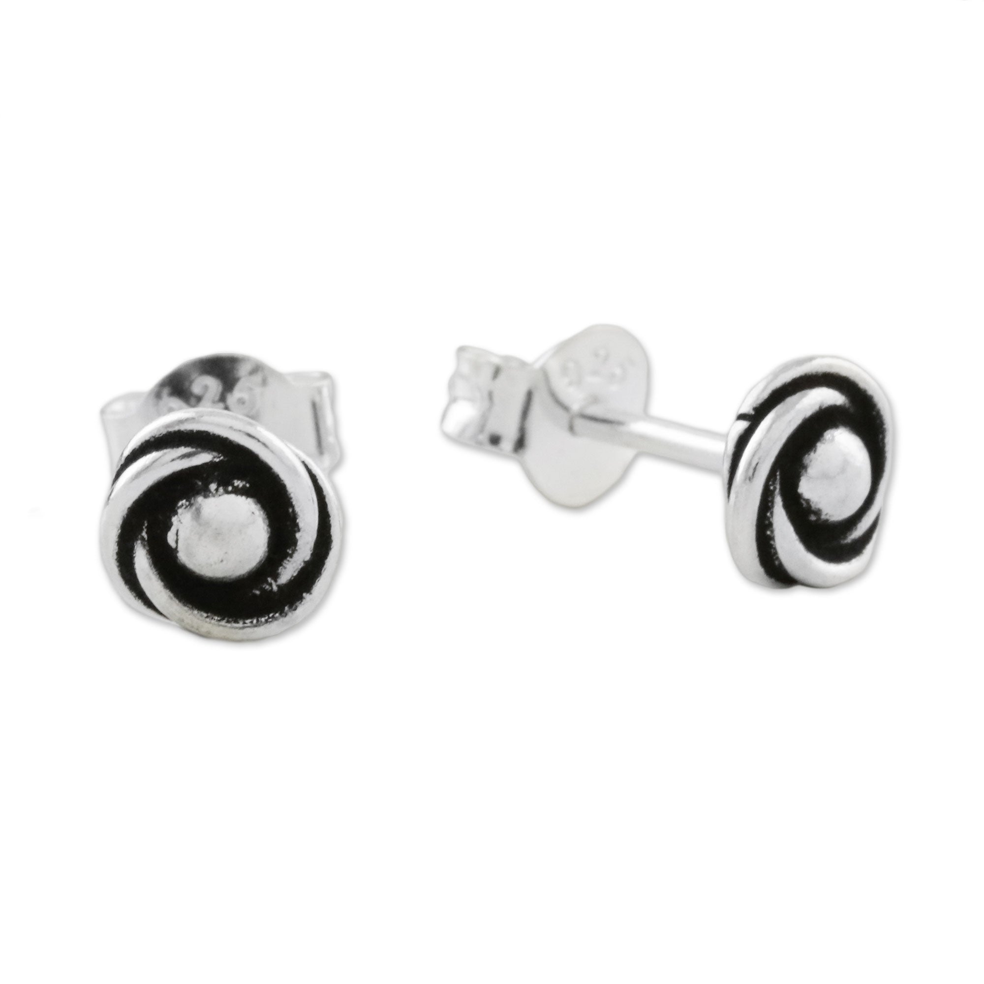 Premium Cyclone Gleam Sterling Silver Stud Earrings – Handcrafted Elegance