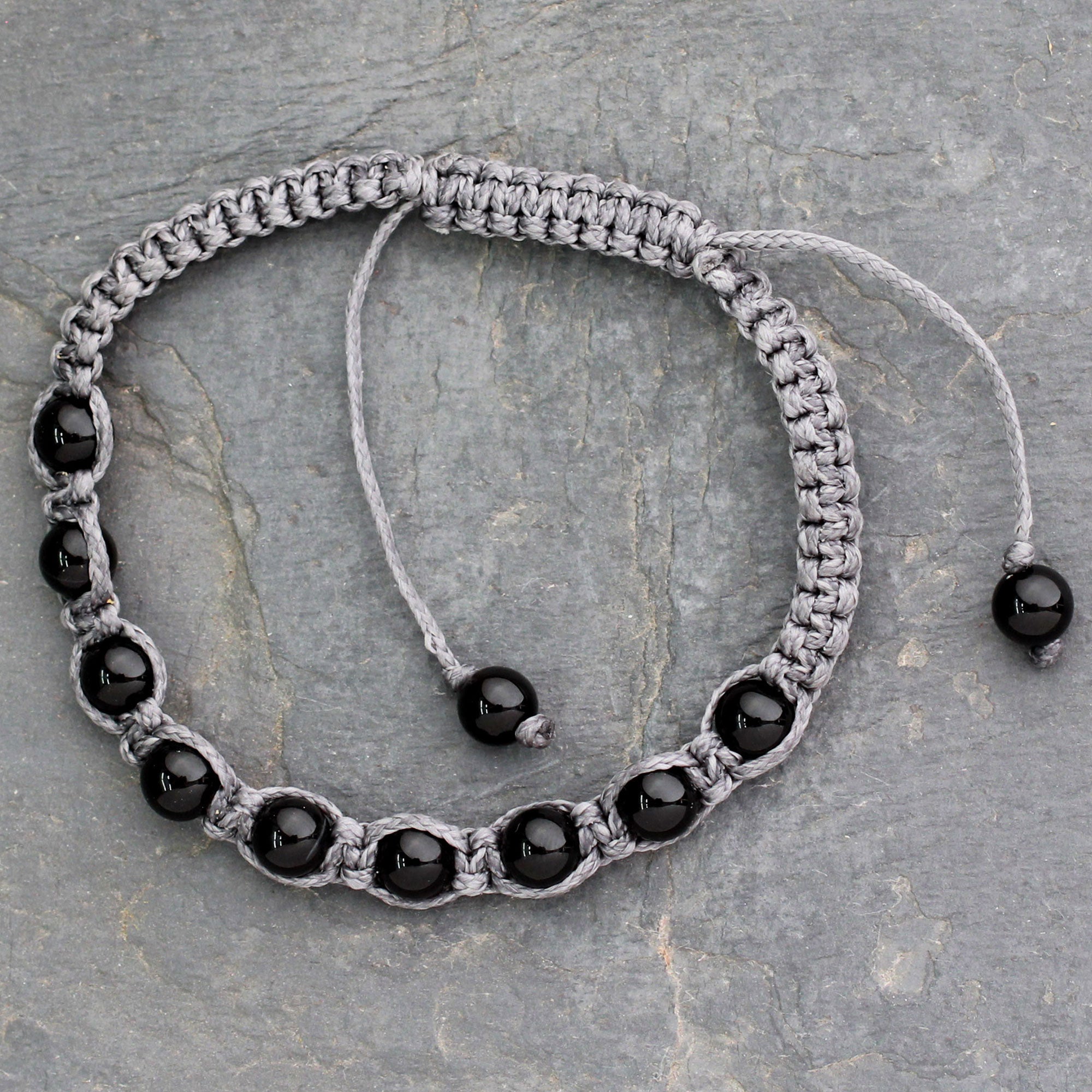 Premium Shambhala-Style Onyx Bracelet - Handcrafted Tranquility