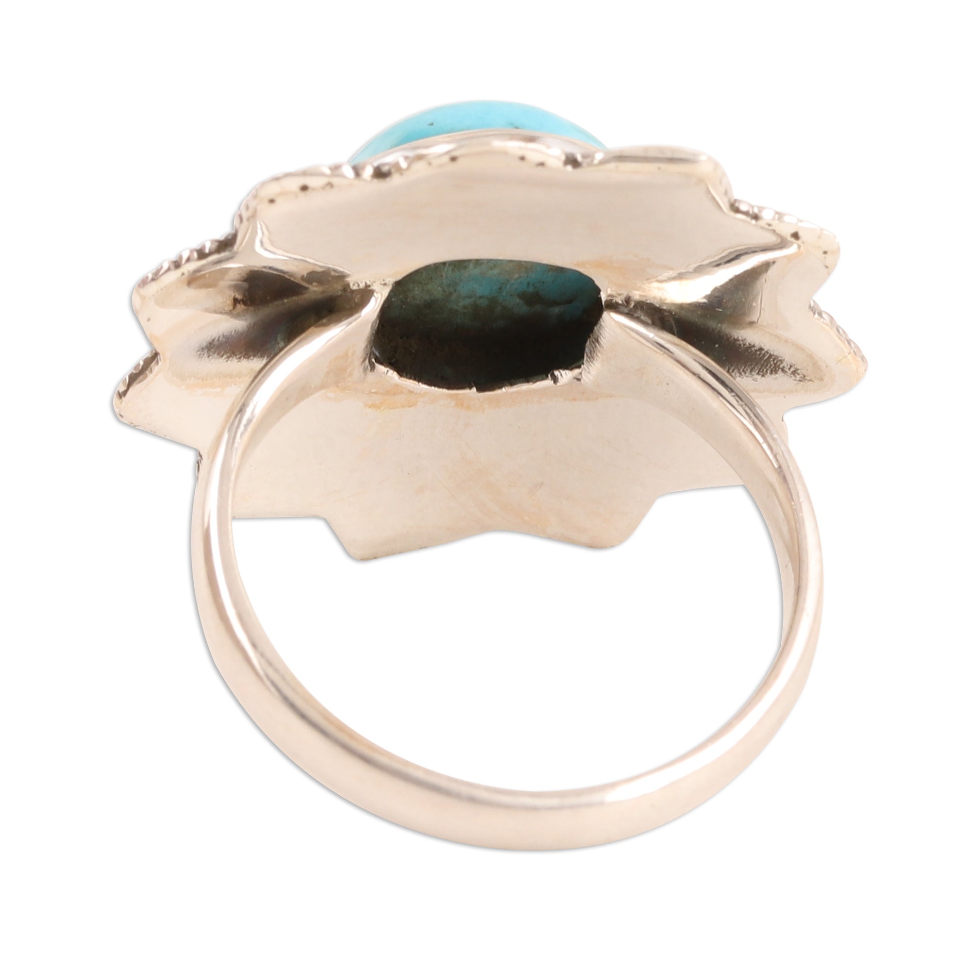 Premium Sky-Blue Turquoise Cocktail Ring - Handcrafted Sterling Silver Jewelry