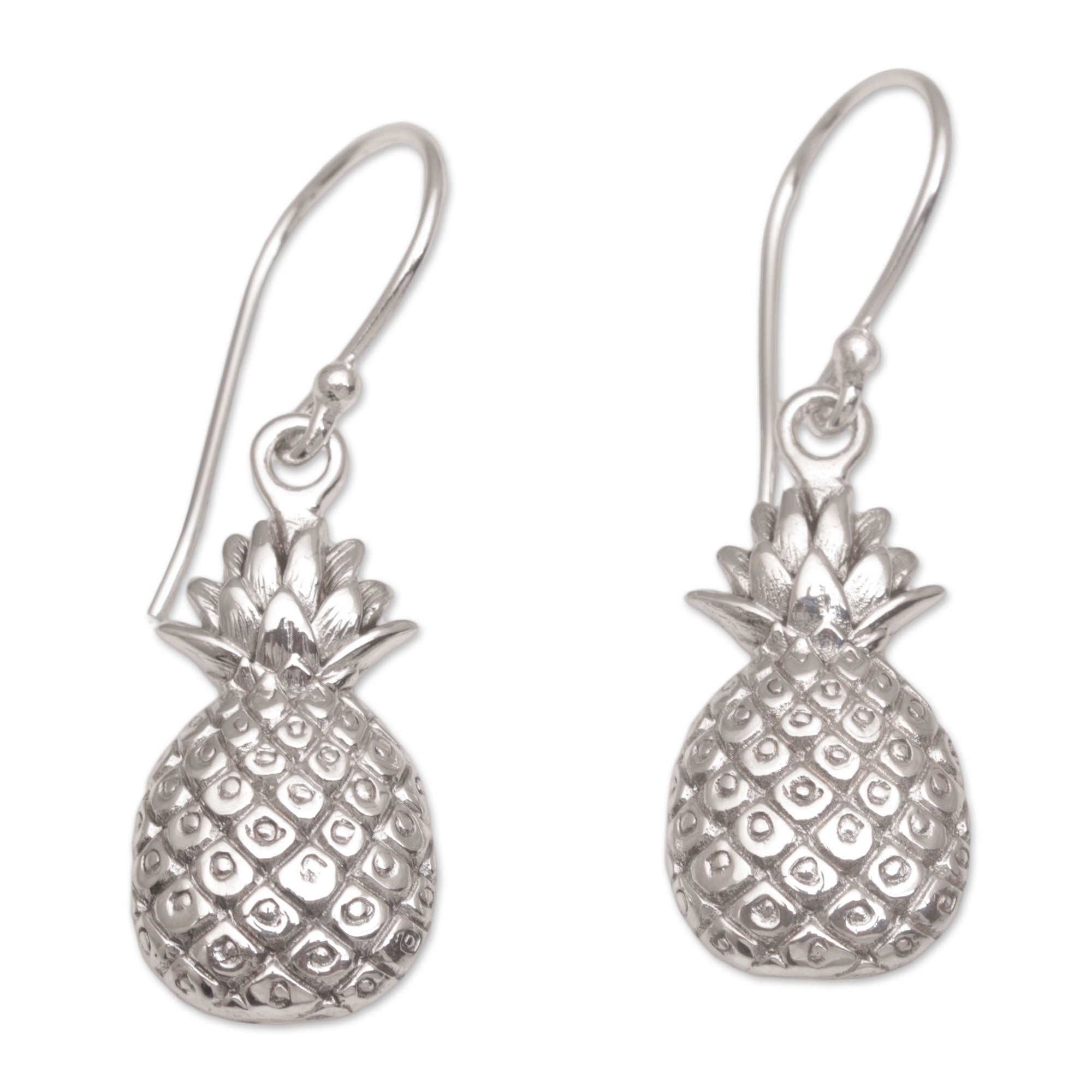 Premium Pineapple Sterling Silver Earrings - Handcrafted Elegance