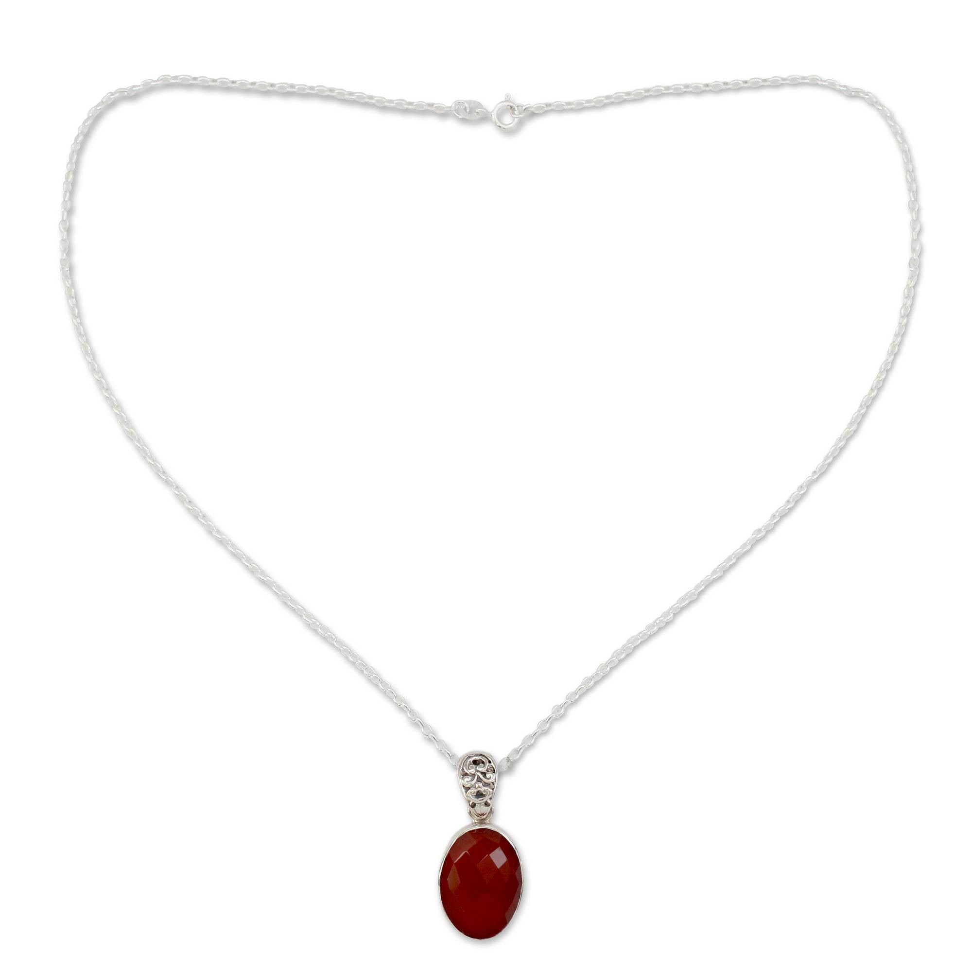 Premium Radiant Facets Artisan-Crafted Silver & Carnelian Necklace