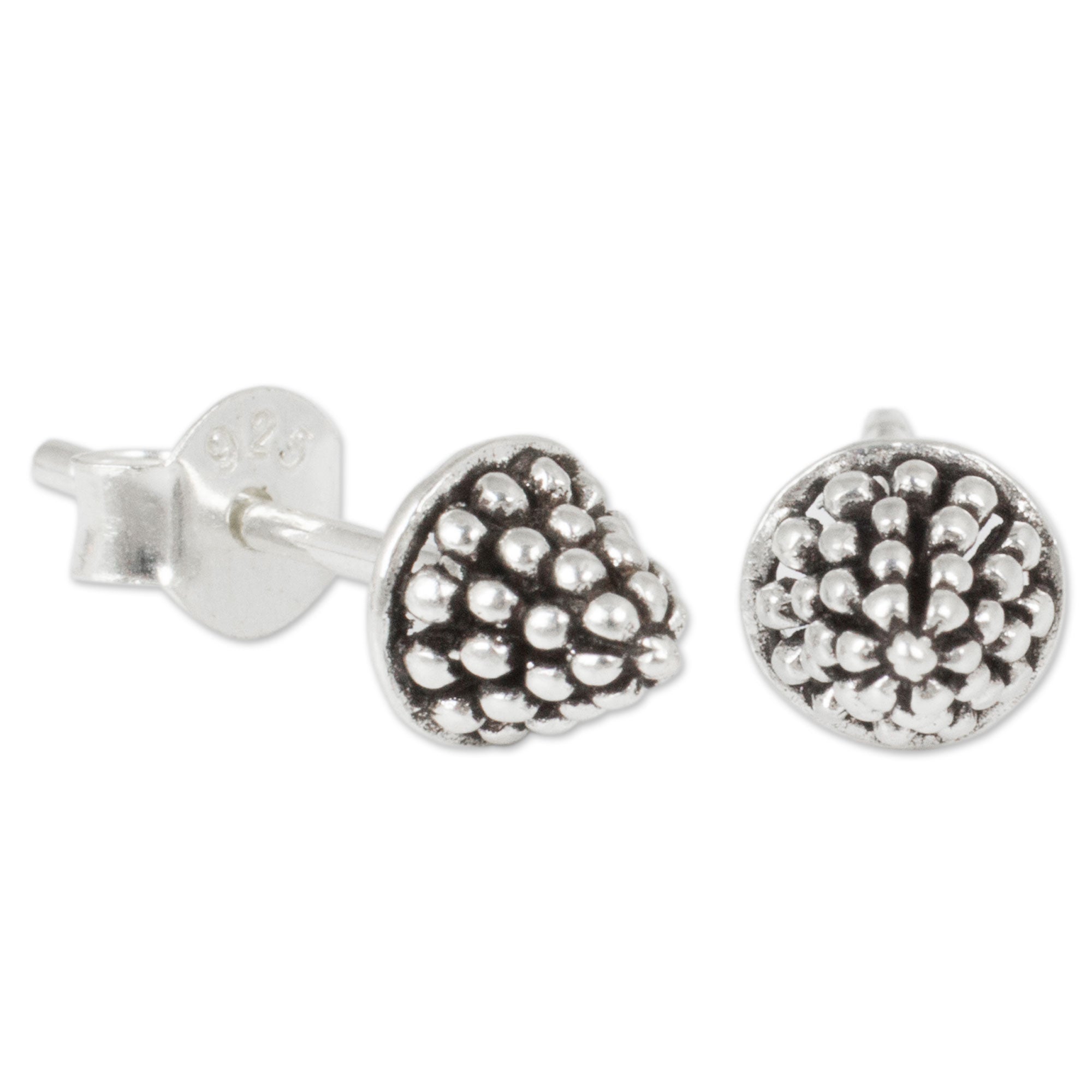 Premium Shining Berry Fair Trade Silver Stud Earrings - Handcrafted Elegance