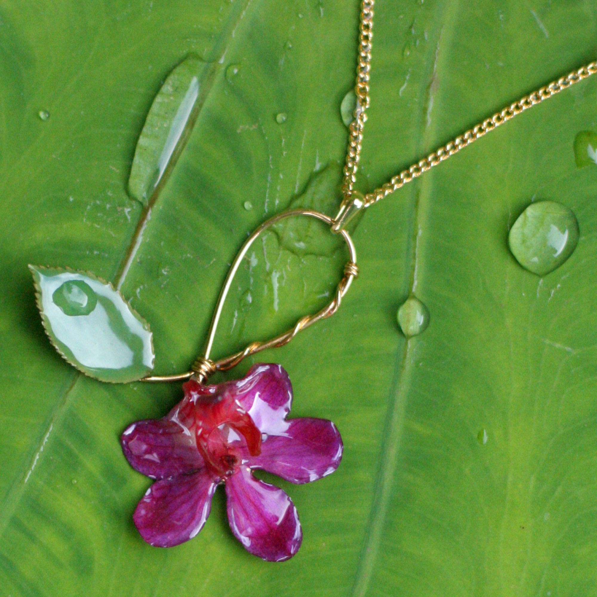 Premium Gold-Plated Orchid Pendant Necklace - Timeless Elegance