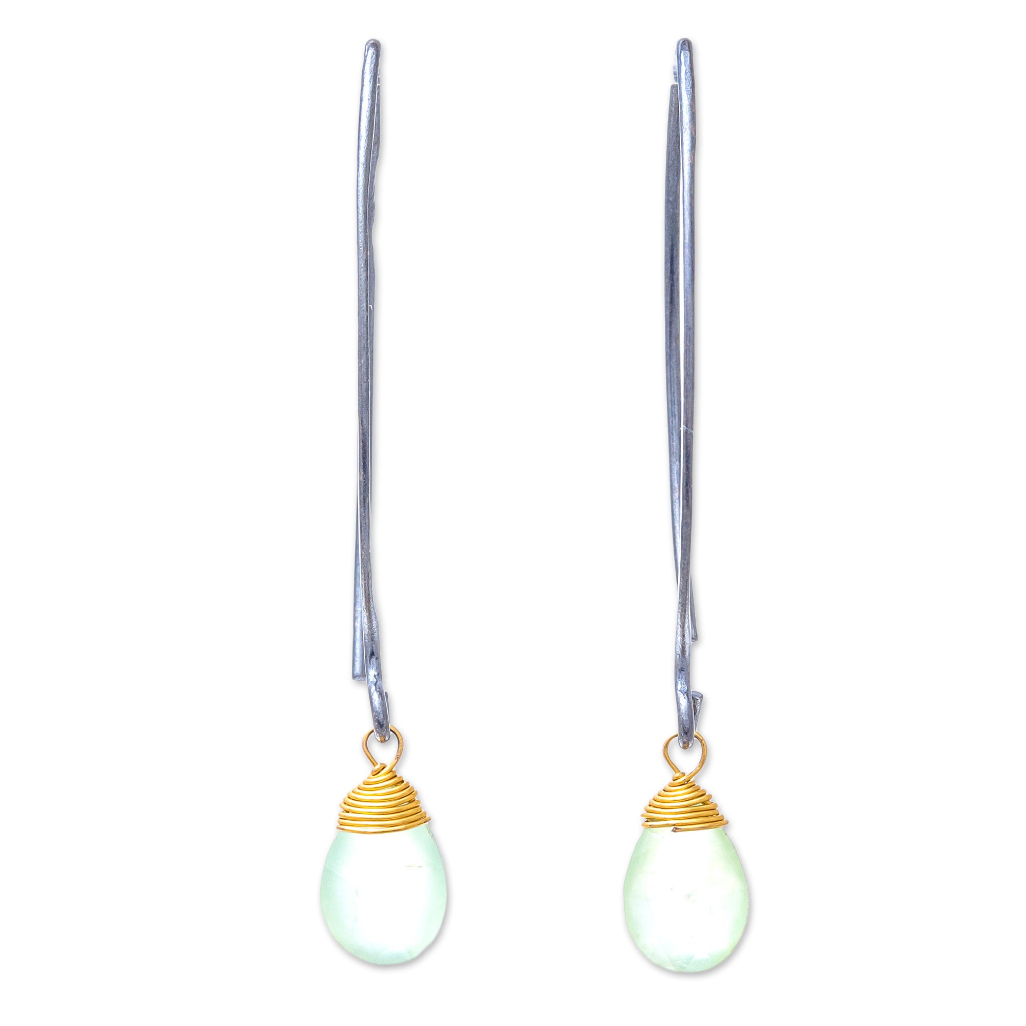 Premium Midnight Meadow Dangle Earrings - Sterling Silver & Prehnite