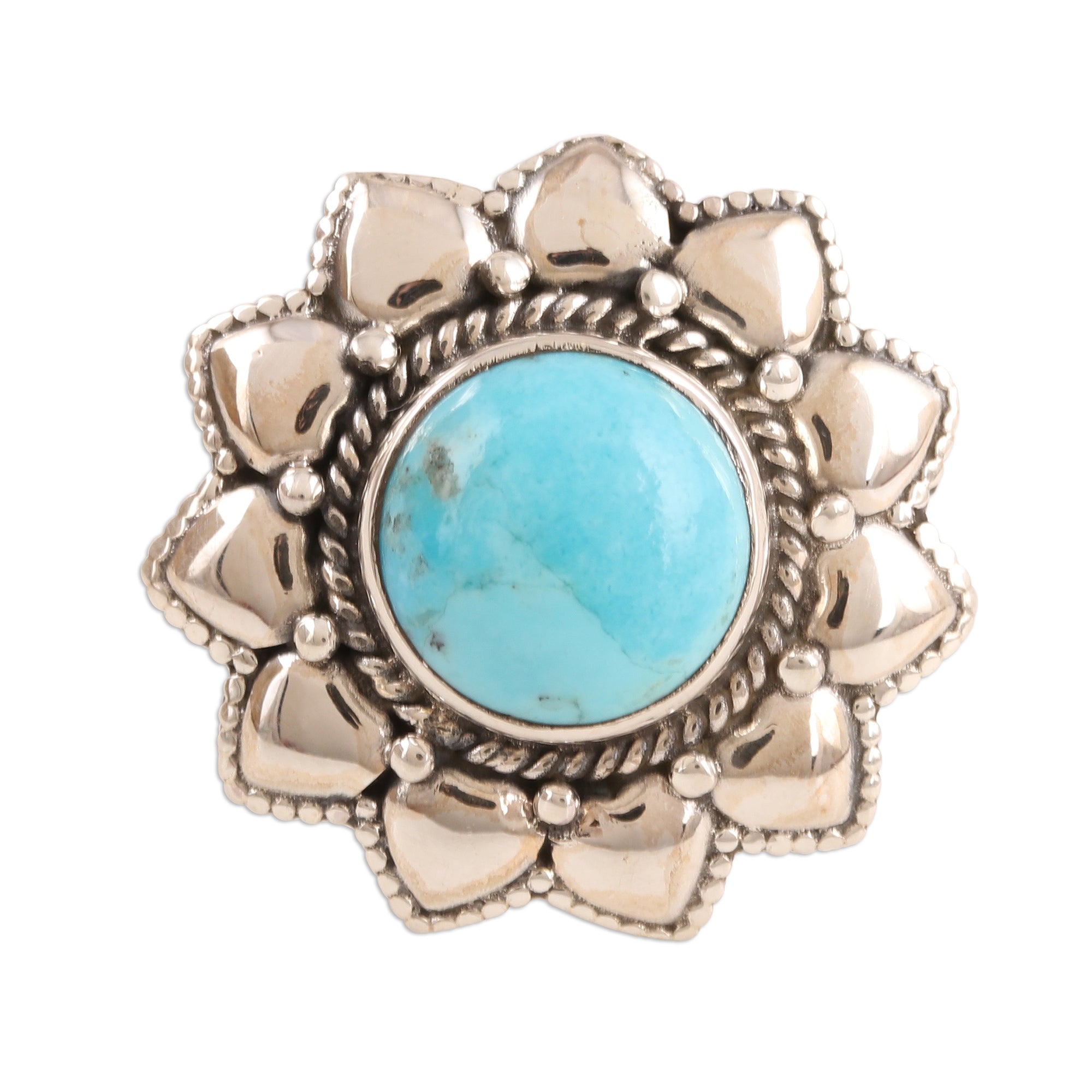 Premium Sky-Blue Turquoise Cocktail Ring - Handcrafted Sterling Silver Jewelry