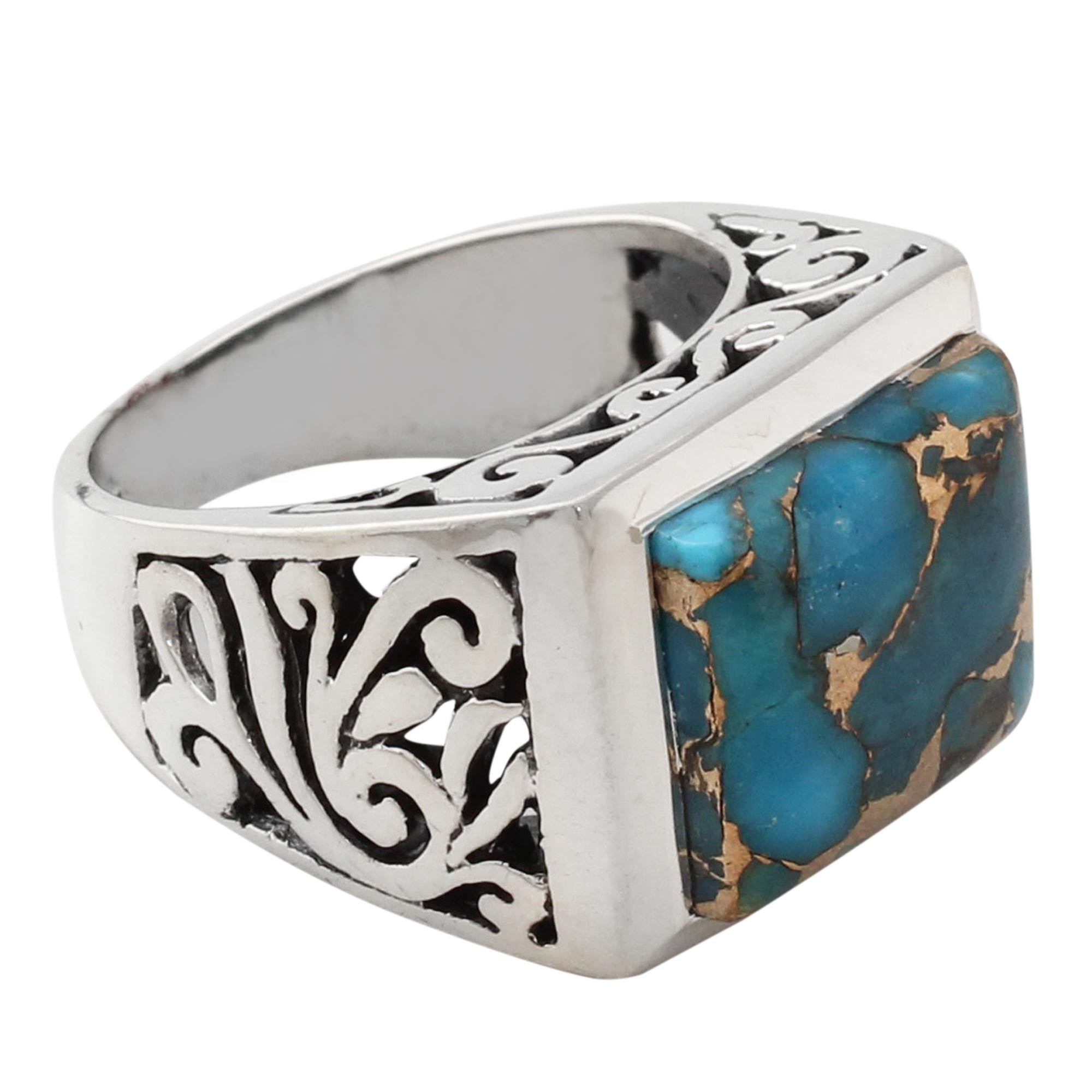 Premium Handcrafted Sterling Silver & Turquoise Ring for Men & Women