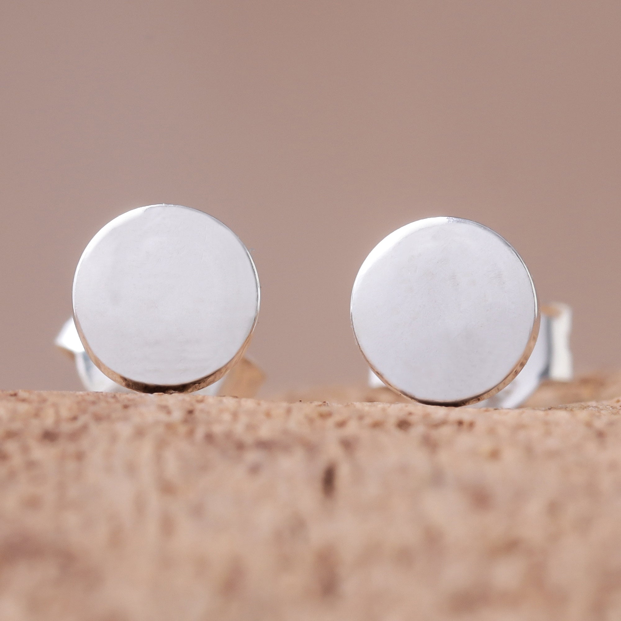 Premium Round Sterling Silver Stud Earrings - Handcrafted in Thailand