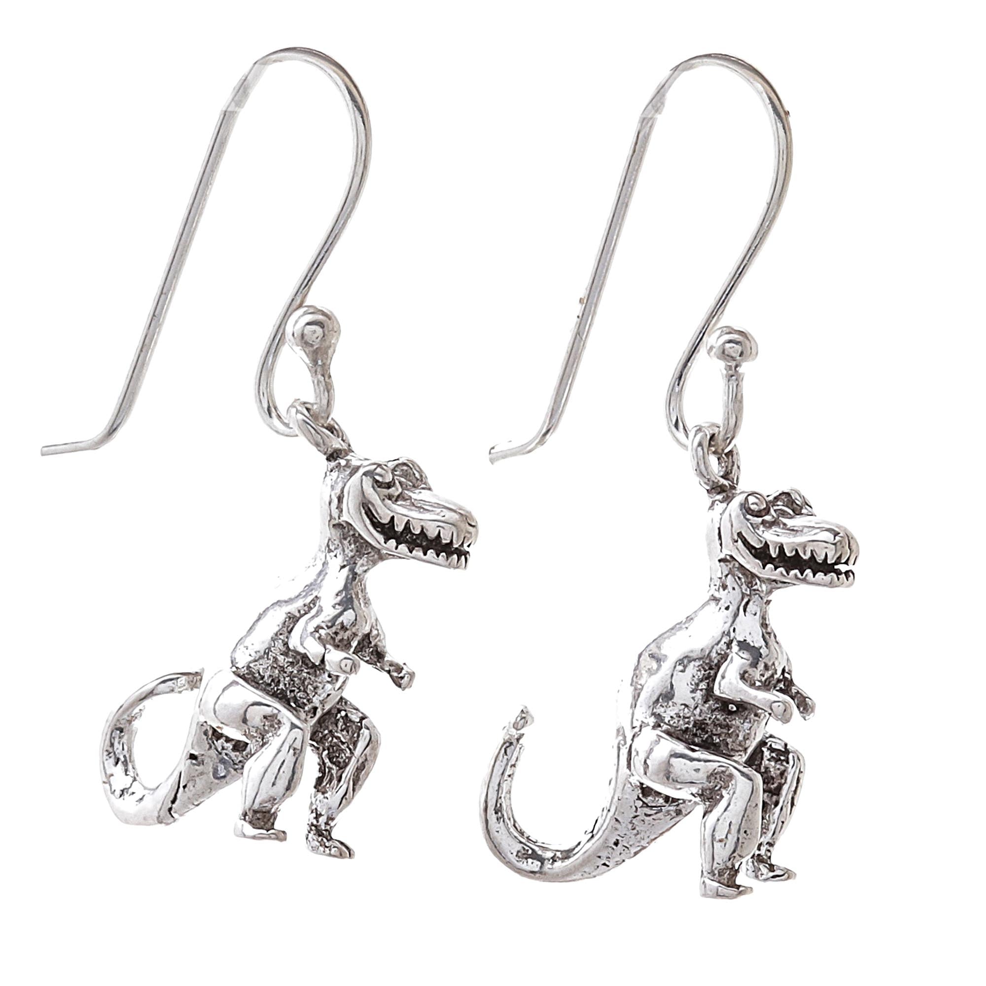 Premium T-Rex Sterling Silver Dangle Earrings - Handcrafted in Thailand