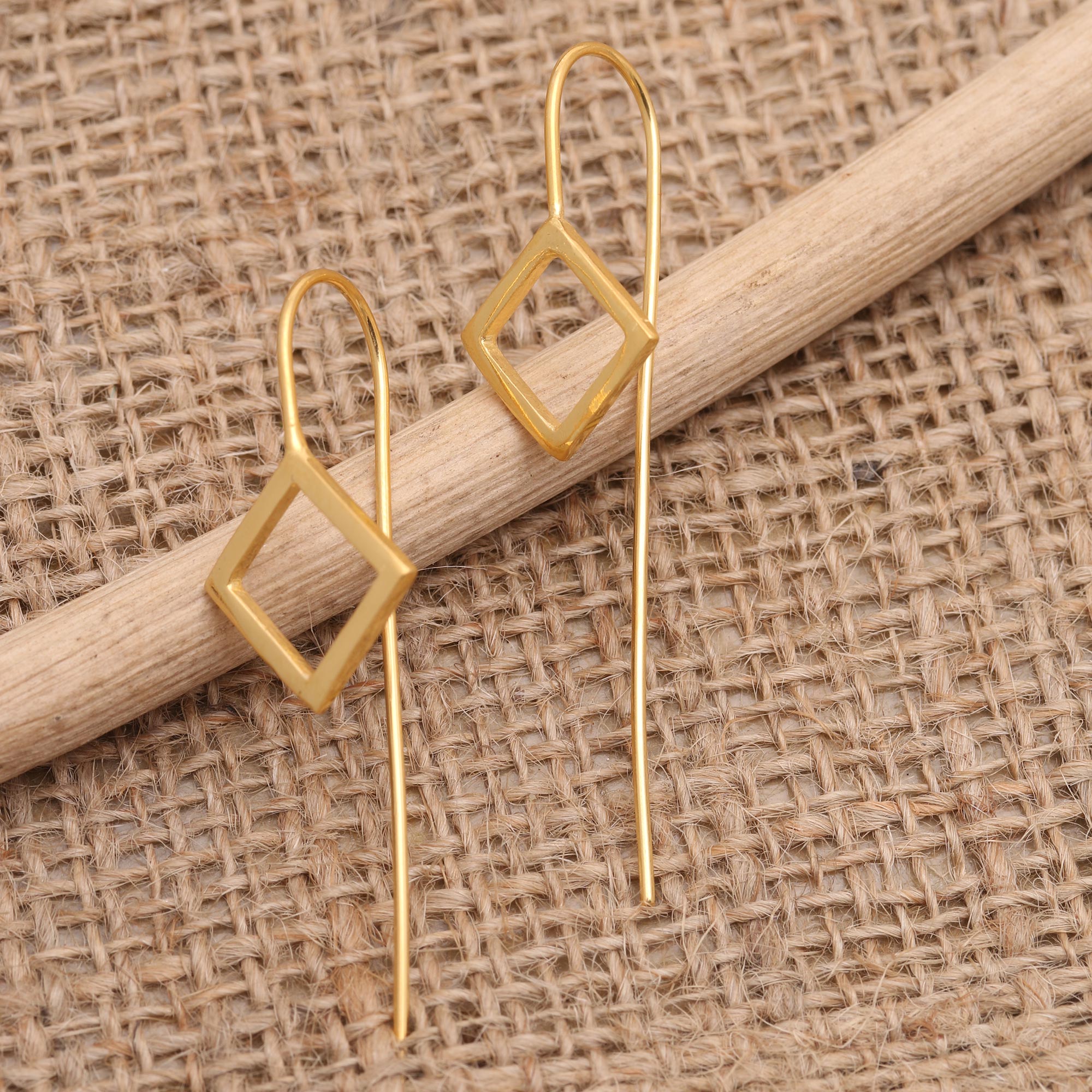 Ultimate Glamour: Symmetrical Geometry Gold-Plated Drop Earrings