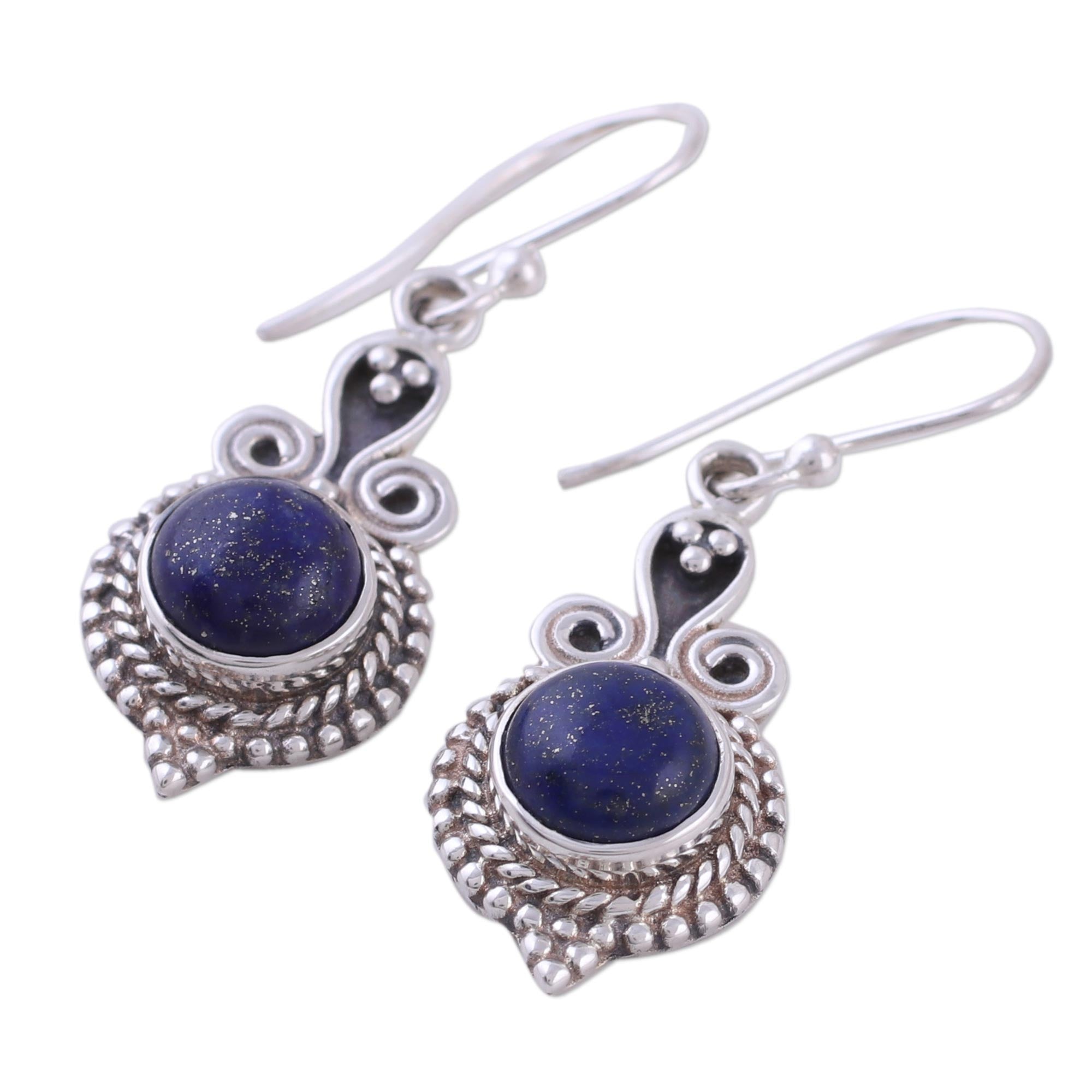 Premium Grand Delhi Blue 925 Sterling Silver & Lapis Lazuli Earrings - Ultimate Indian Jewelry