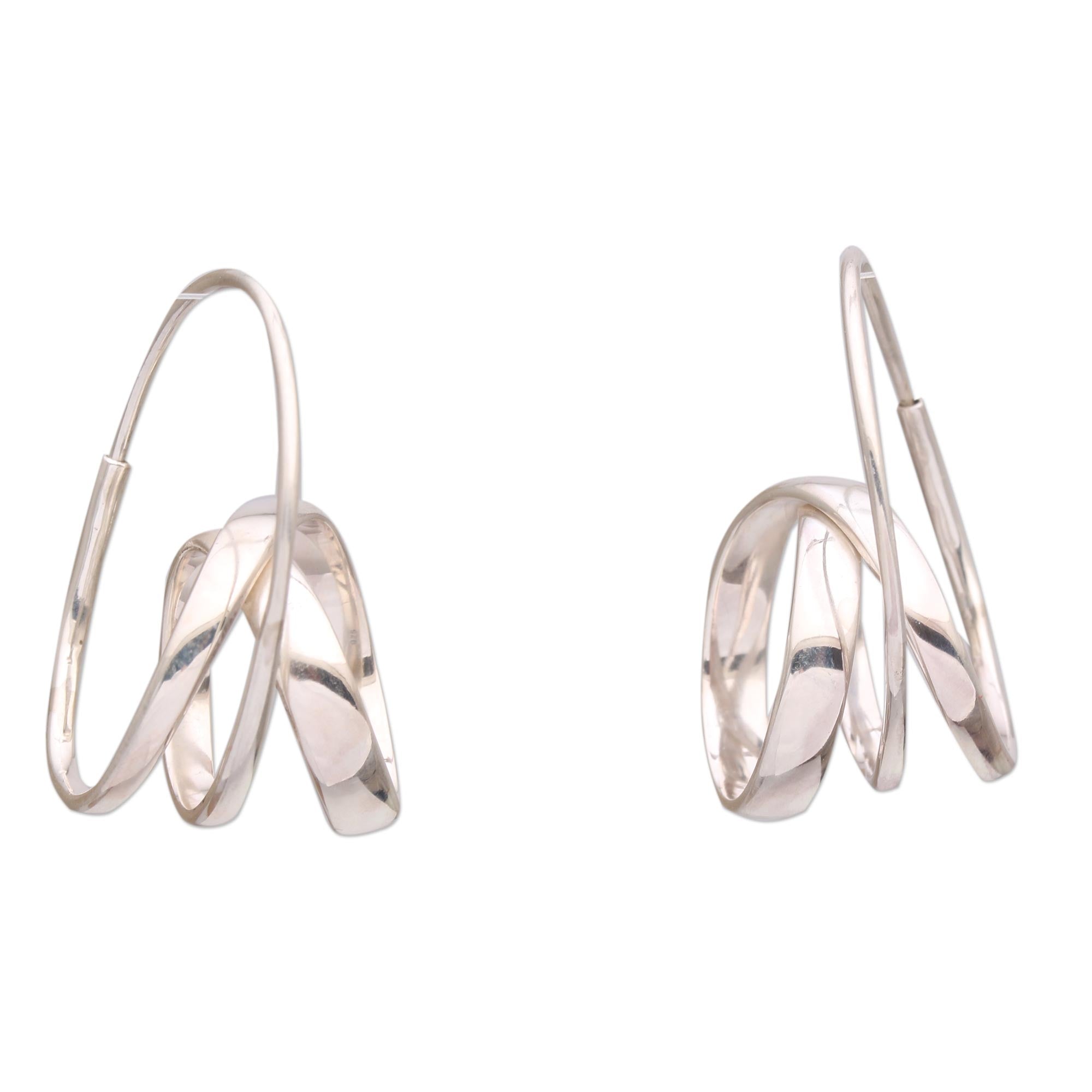 Premium Modern Curls Sterling Silver Hoop Earrings