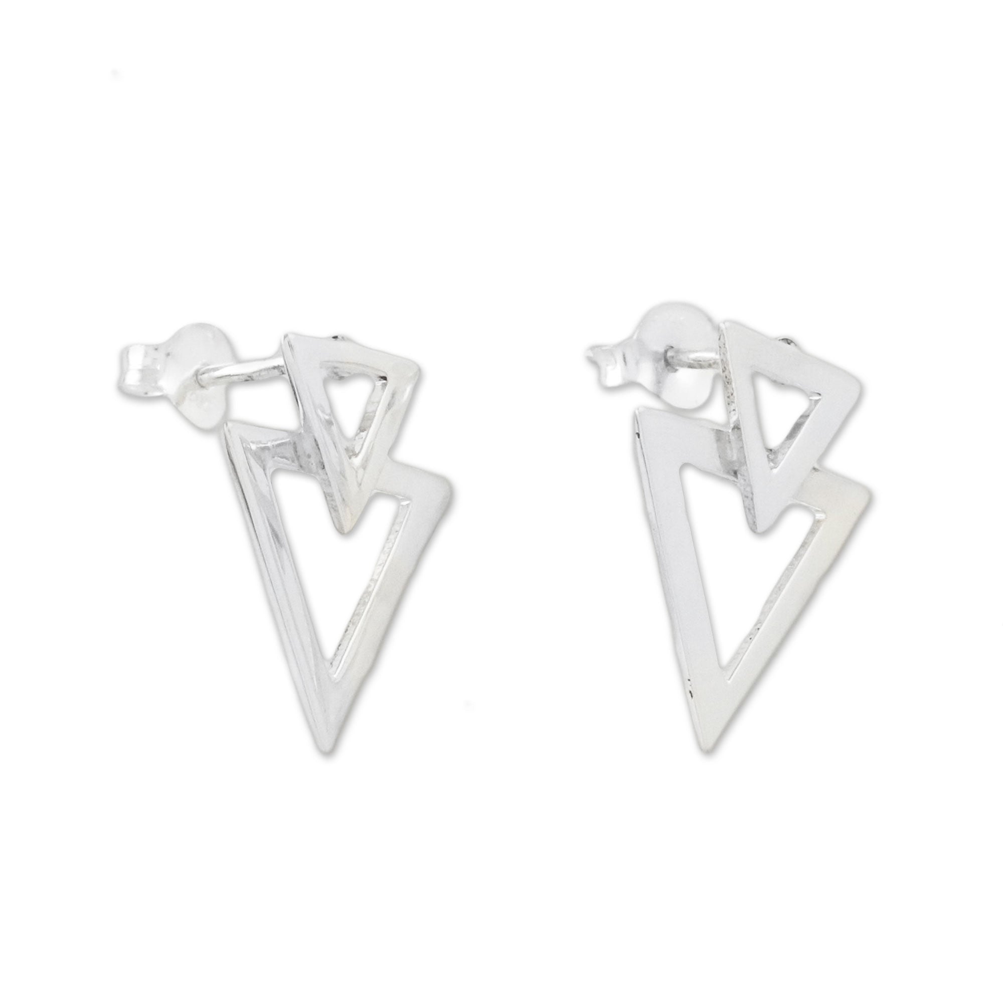 Ultimate Sterling Silver Triangle Button Earrings - Retro '80s Style